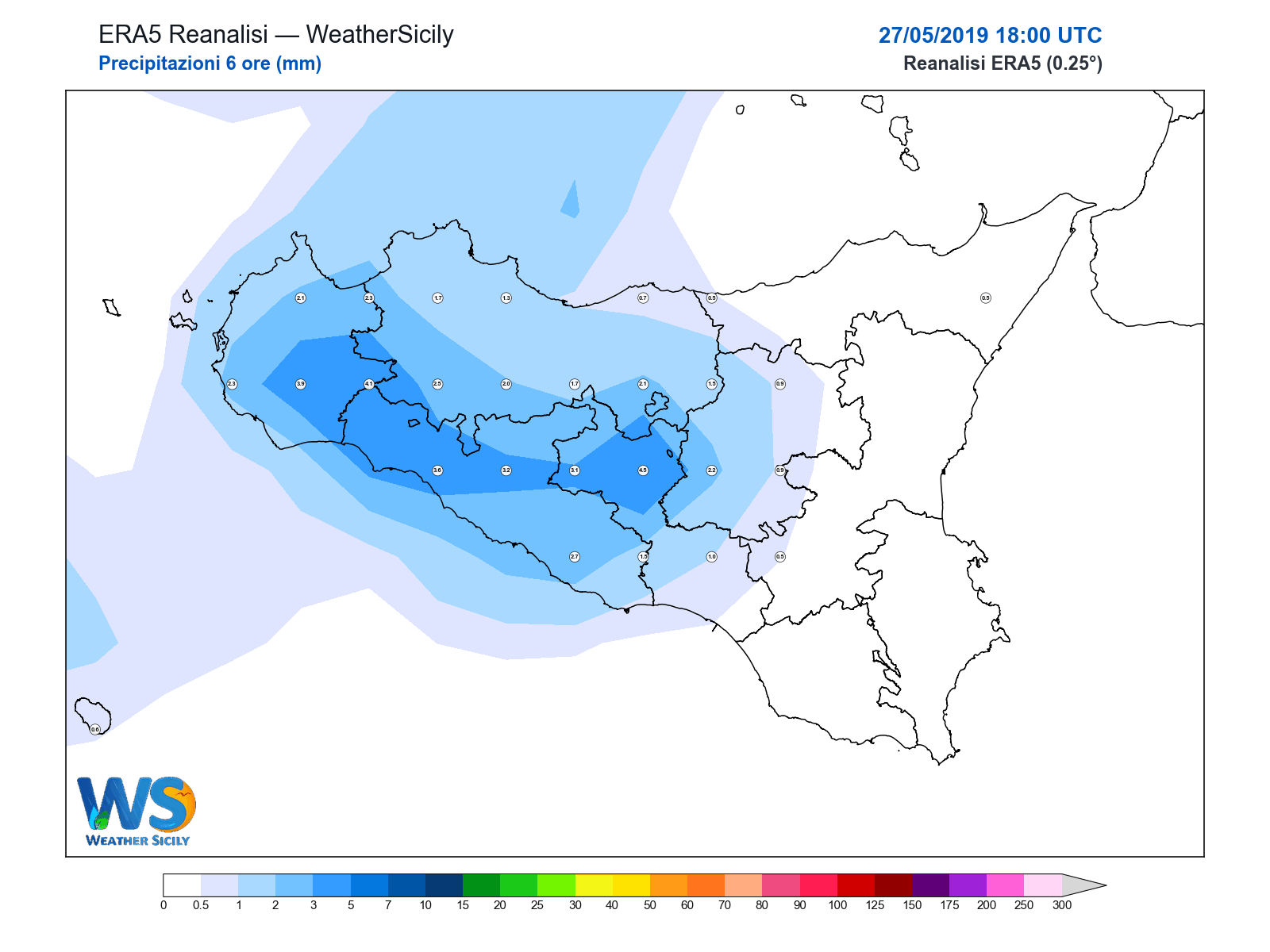 Precipitazioni (6 ore) · 2019052718