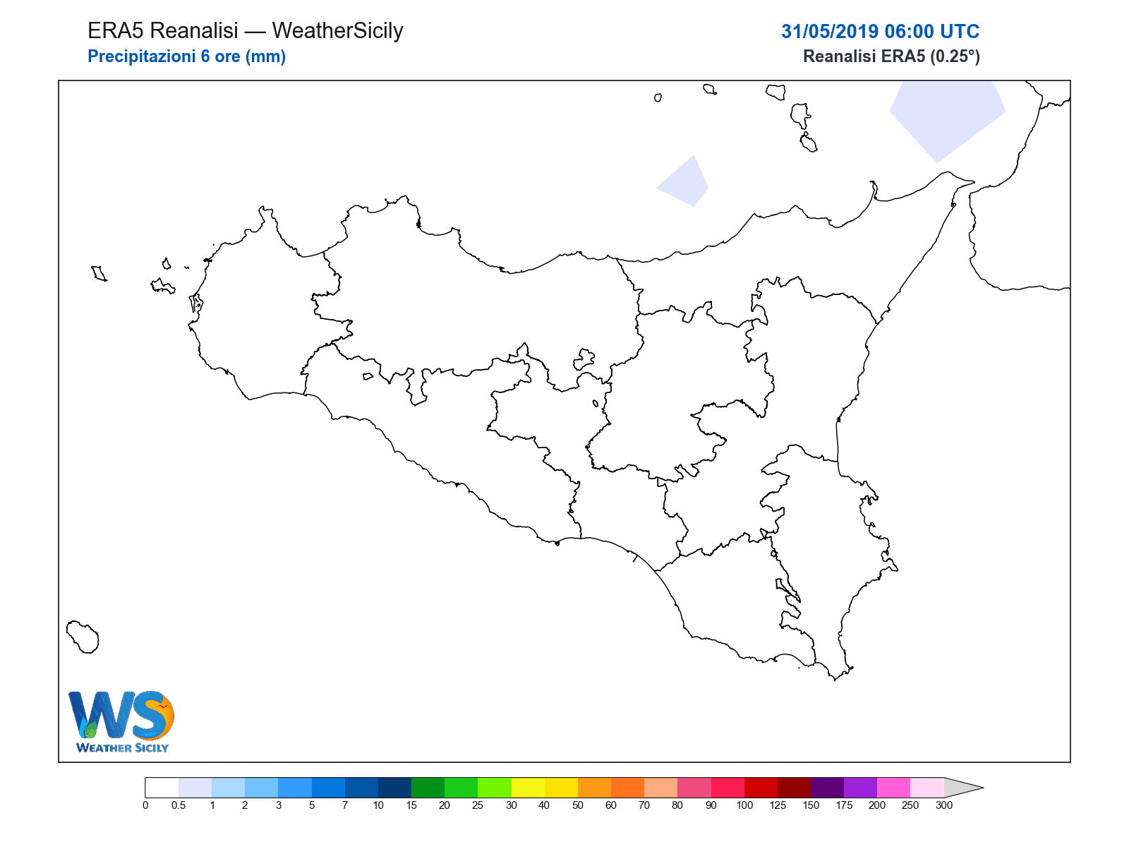 Precipitazioni (6 ore) · 2019053106