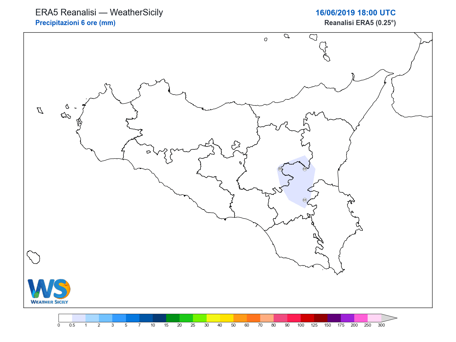 Precipitazioni (6 ore) · 2019061618