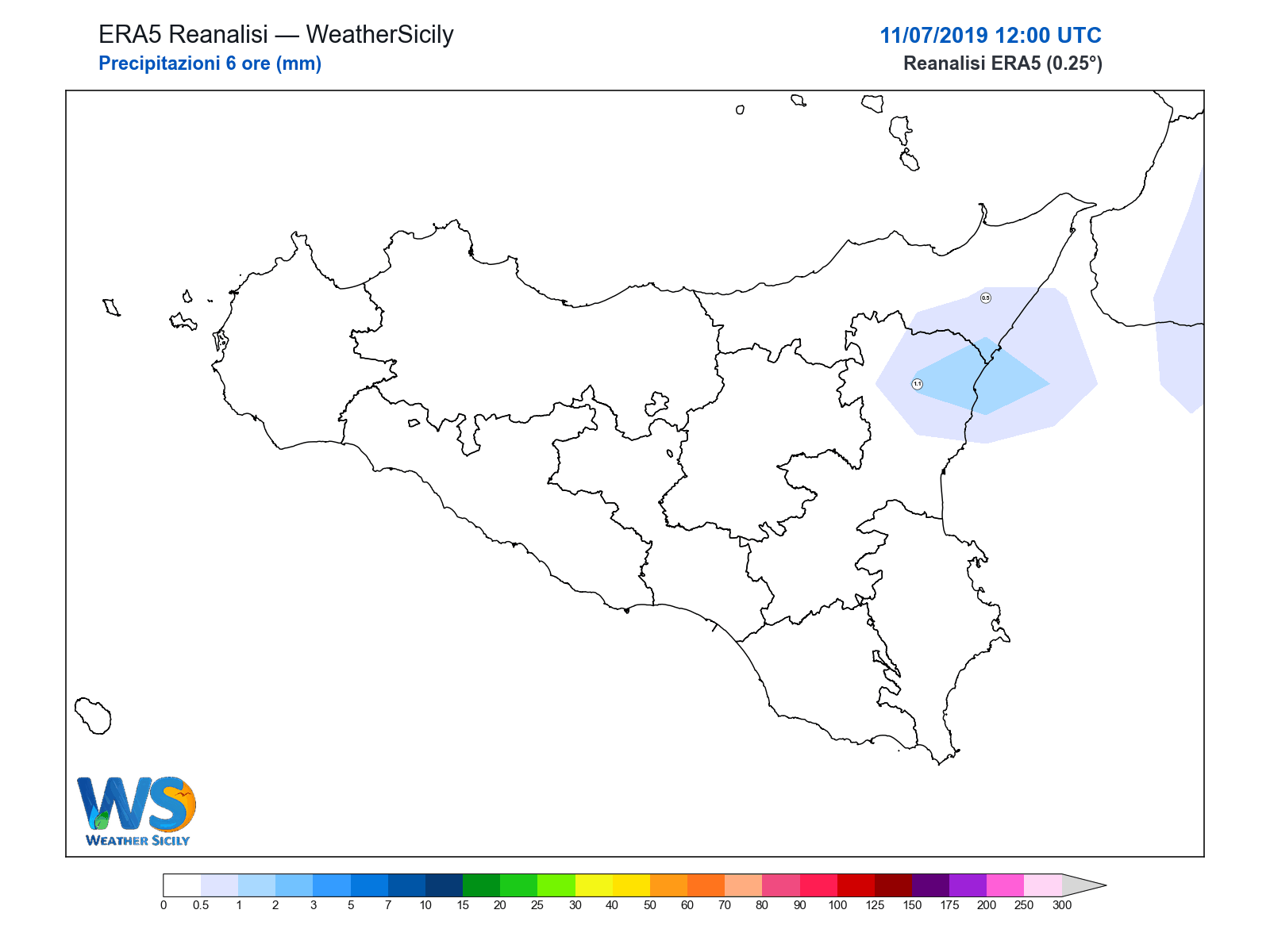 Precipitazioni (6 ore) · 2019071112
