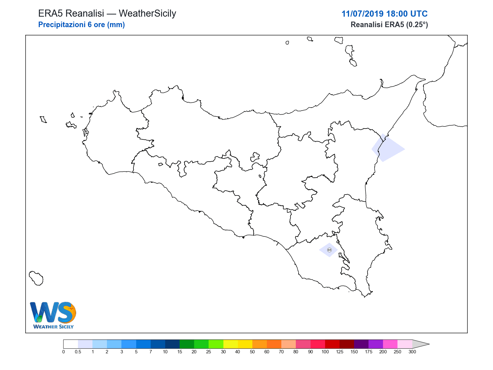 Precipitazioni (6 ore) · 2019071118
