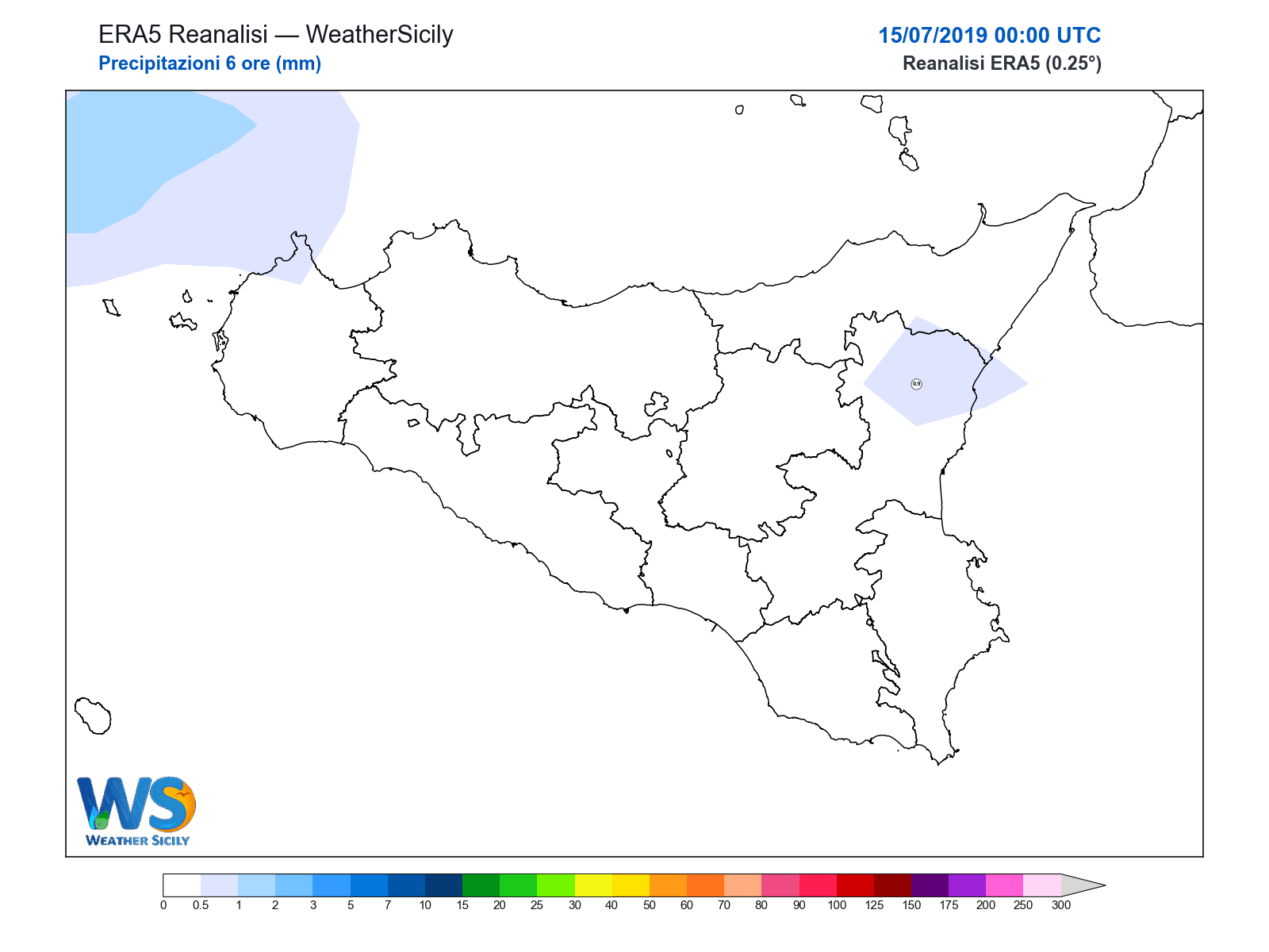 Precipitazioni (6 ore) · 2019071500