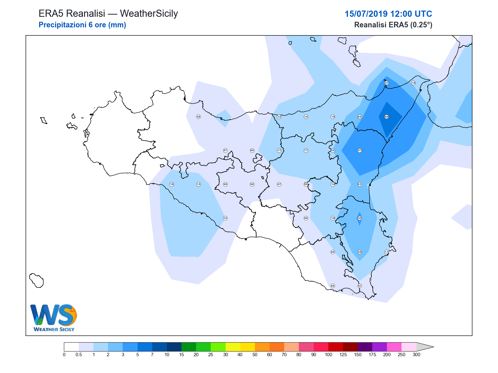 Precipitazioni (6 ore) · 2019071512
