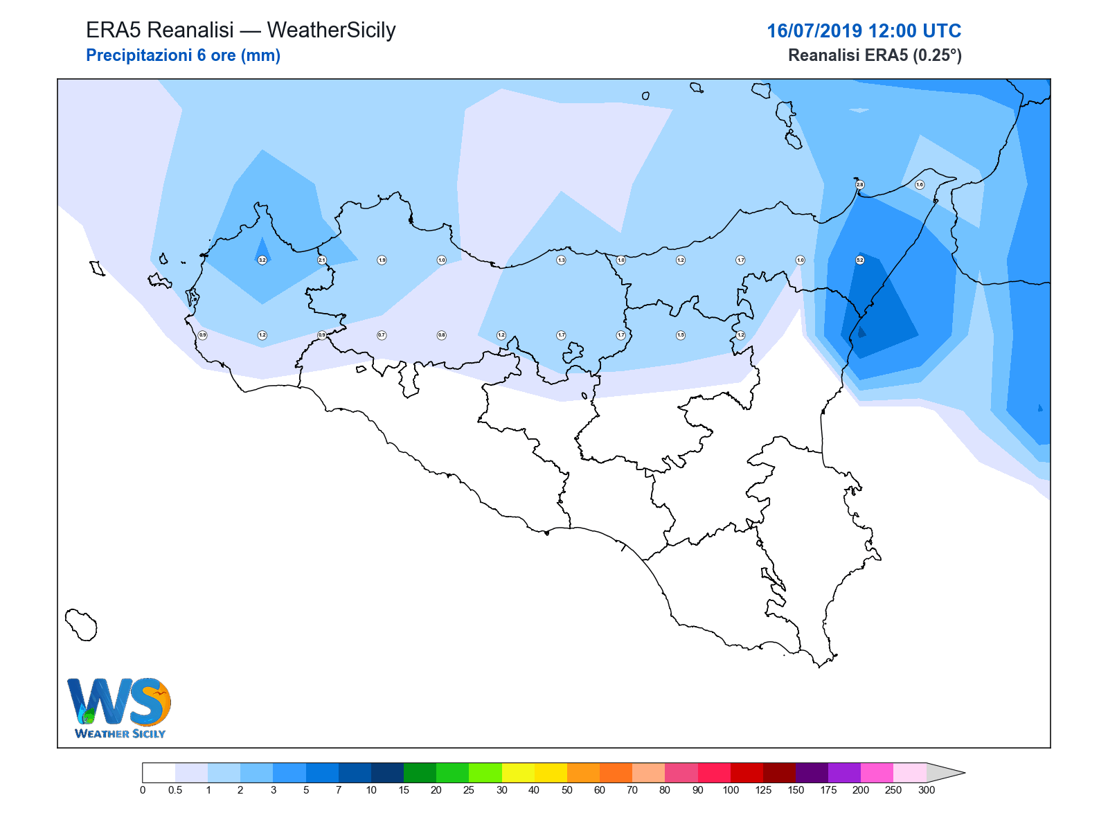 Precipitazioni (6 ore) · 2019071612