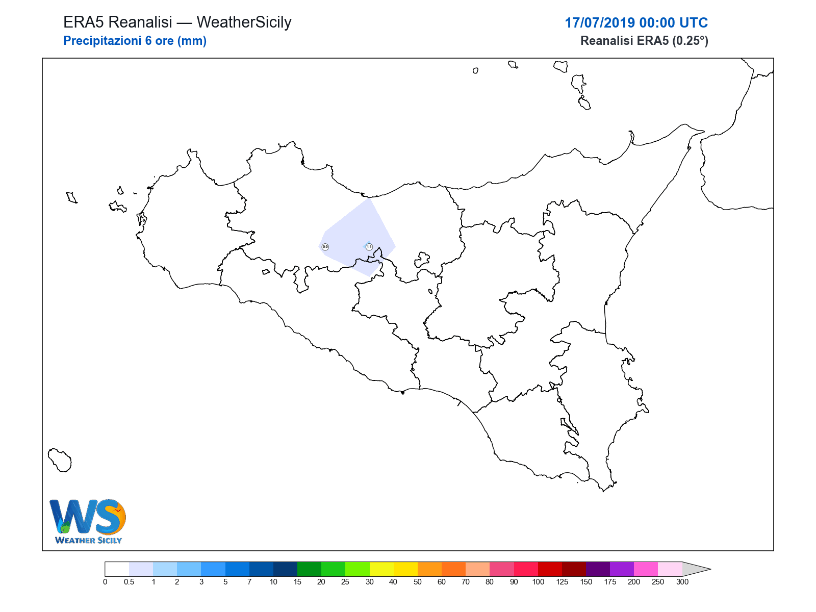 Precipitazioni (6 ore) · 2019071700