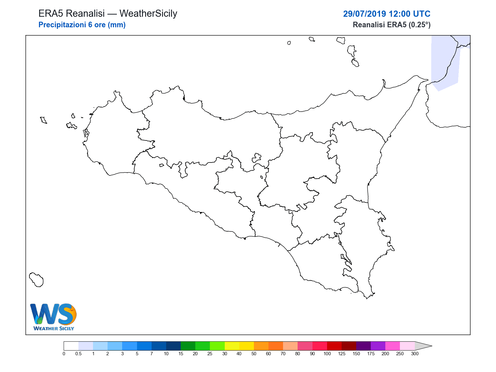 Precipitazioni (6 ore) · 2019072912