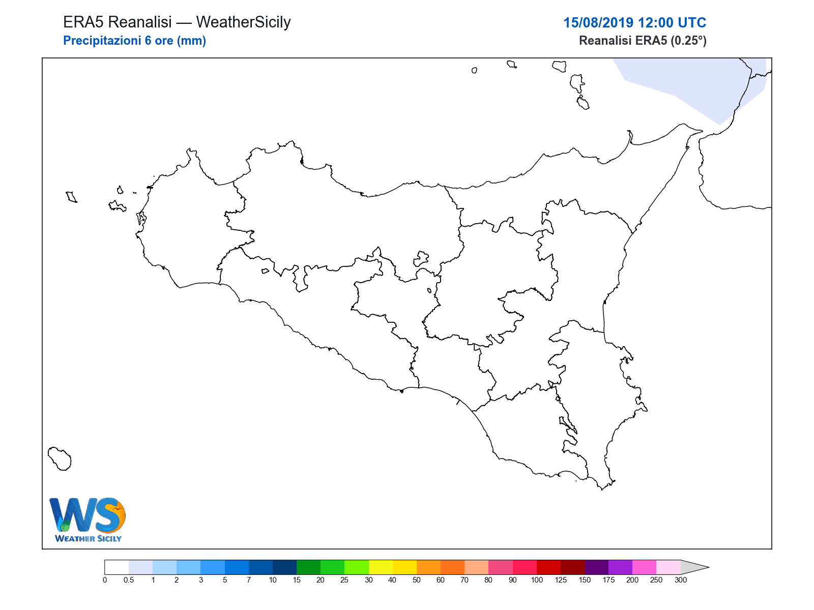 Precipitazioni (6 ore) · 2019081512