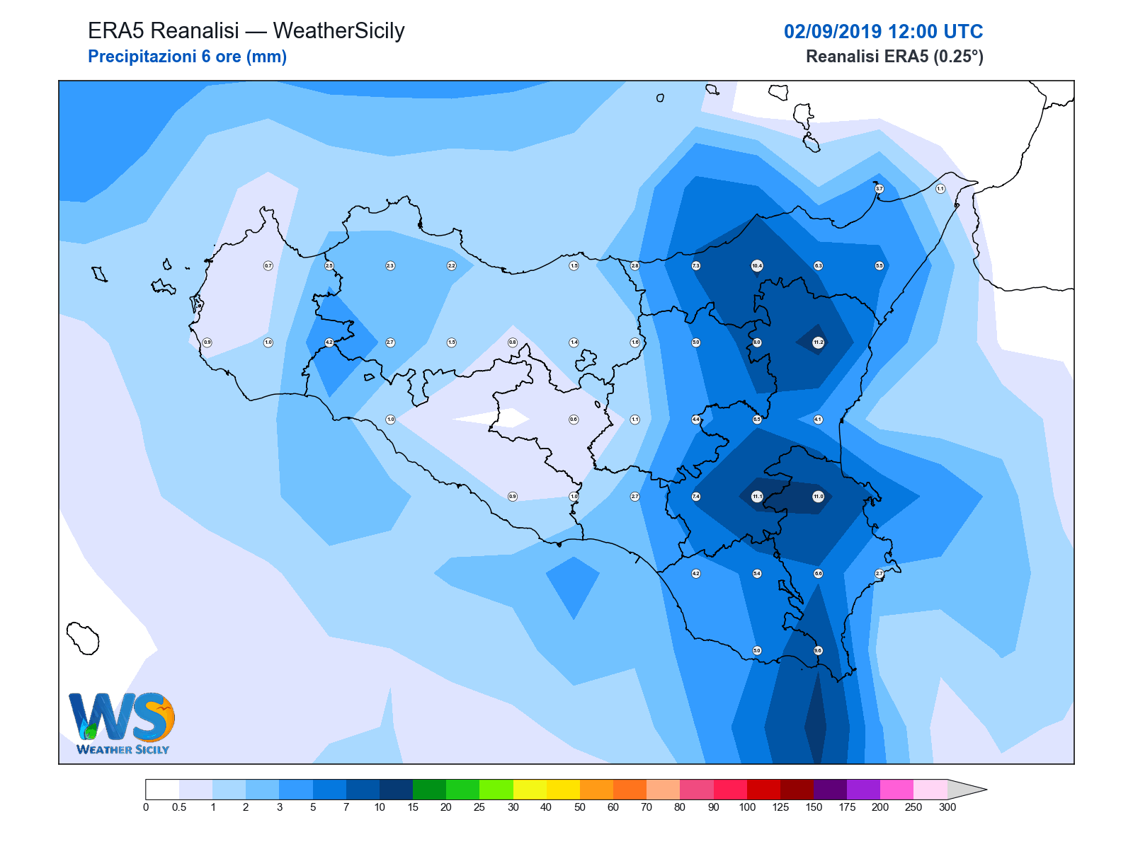Precipitazioni (6 ore) · 2019090212