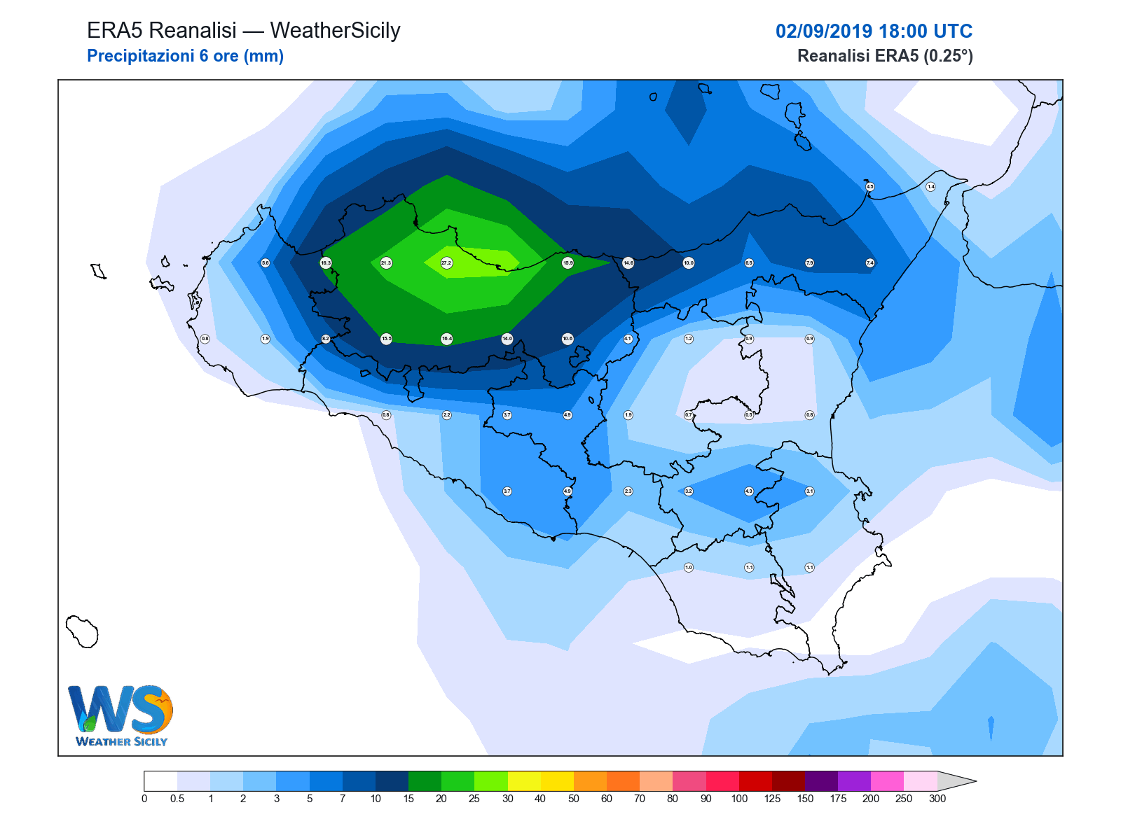 Precipitazioni (6 ore) · 2019090218