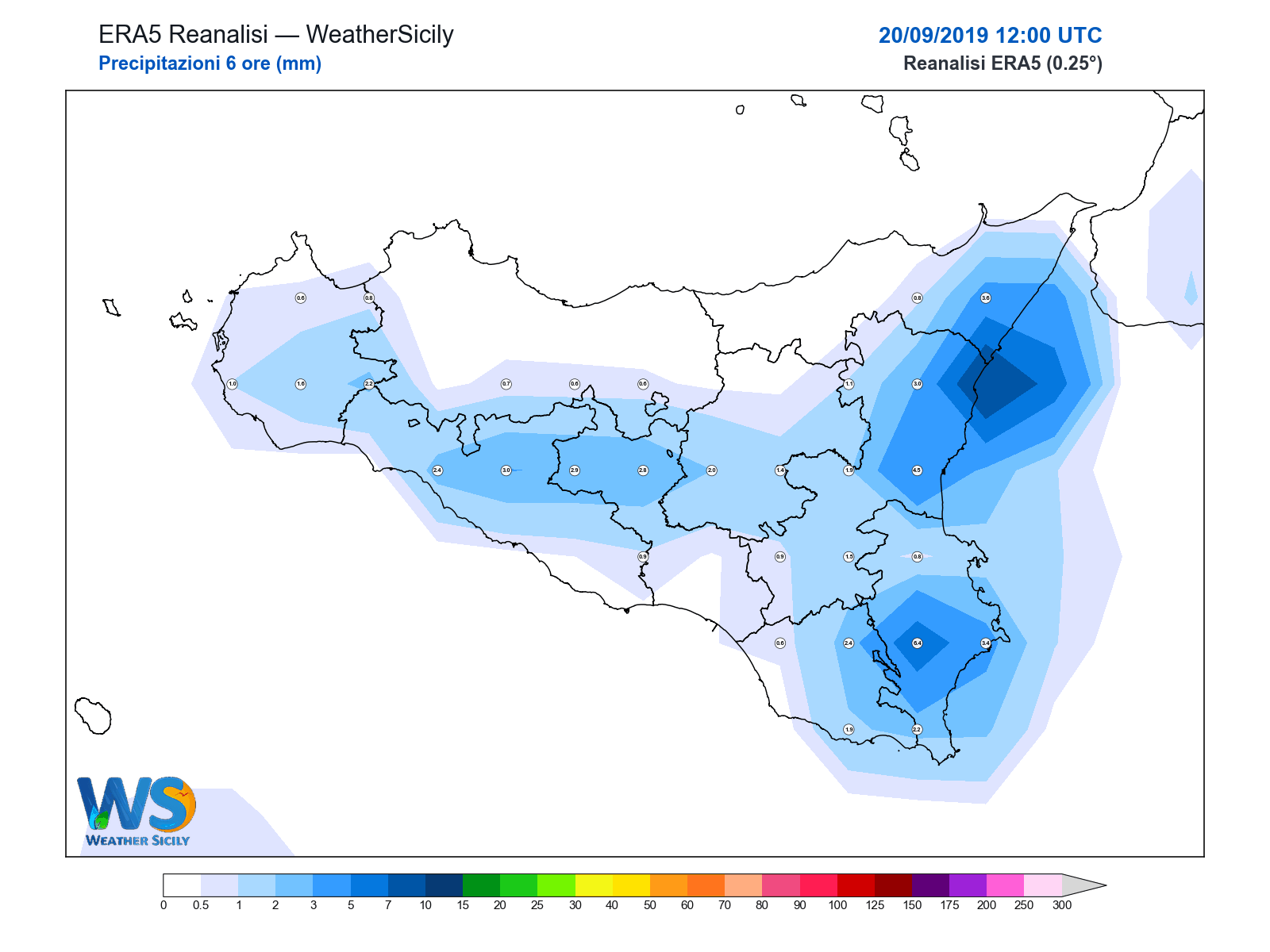Precipitazioni (6 ore) · 2019092012