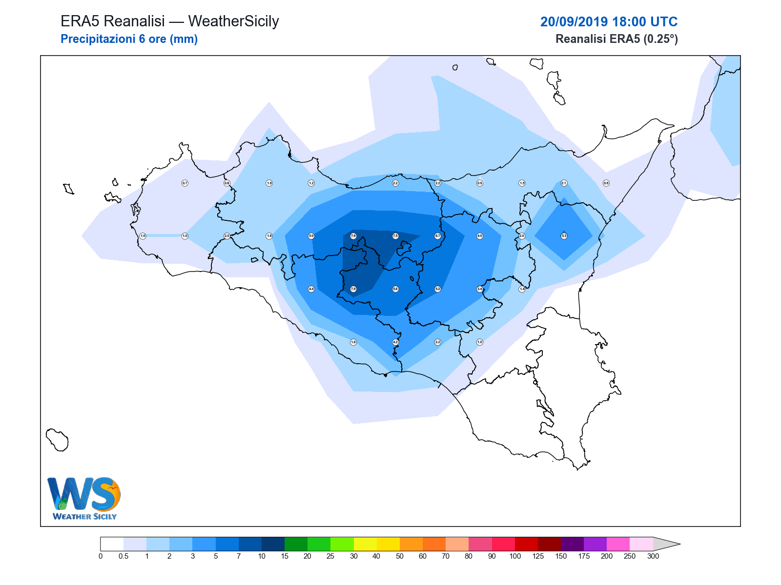 Precipitazioni (6 ore) · 2019092018