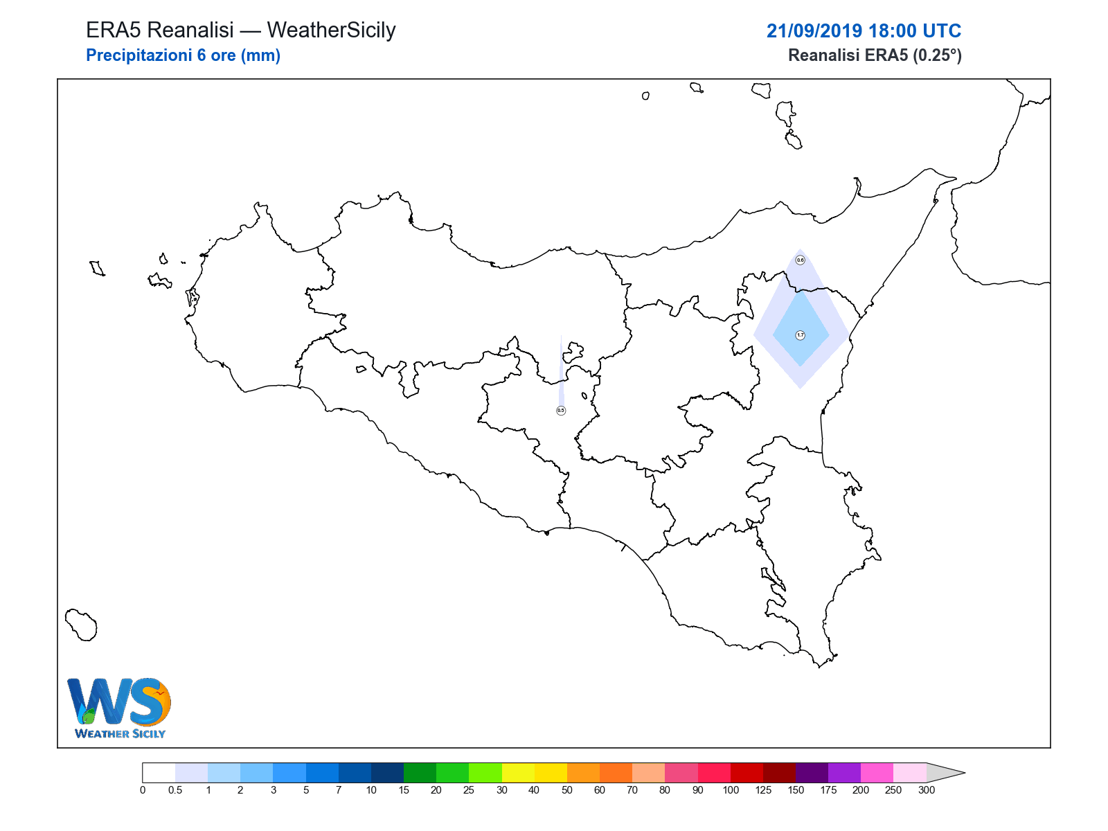 Precipitazioni (6 ore) · 2019092118