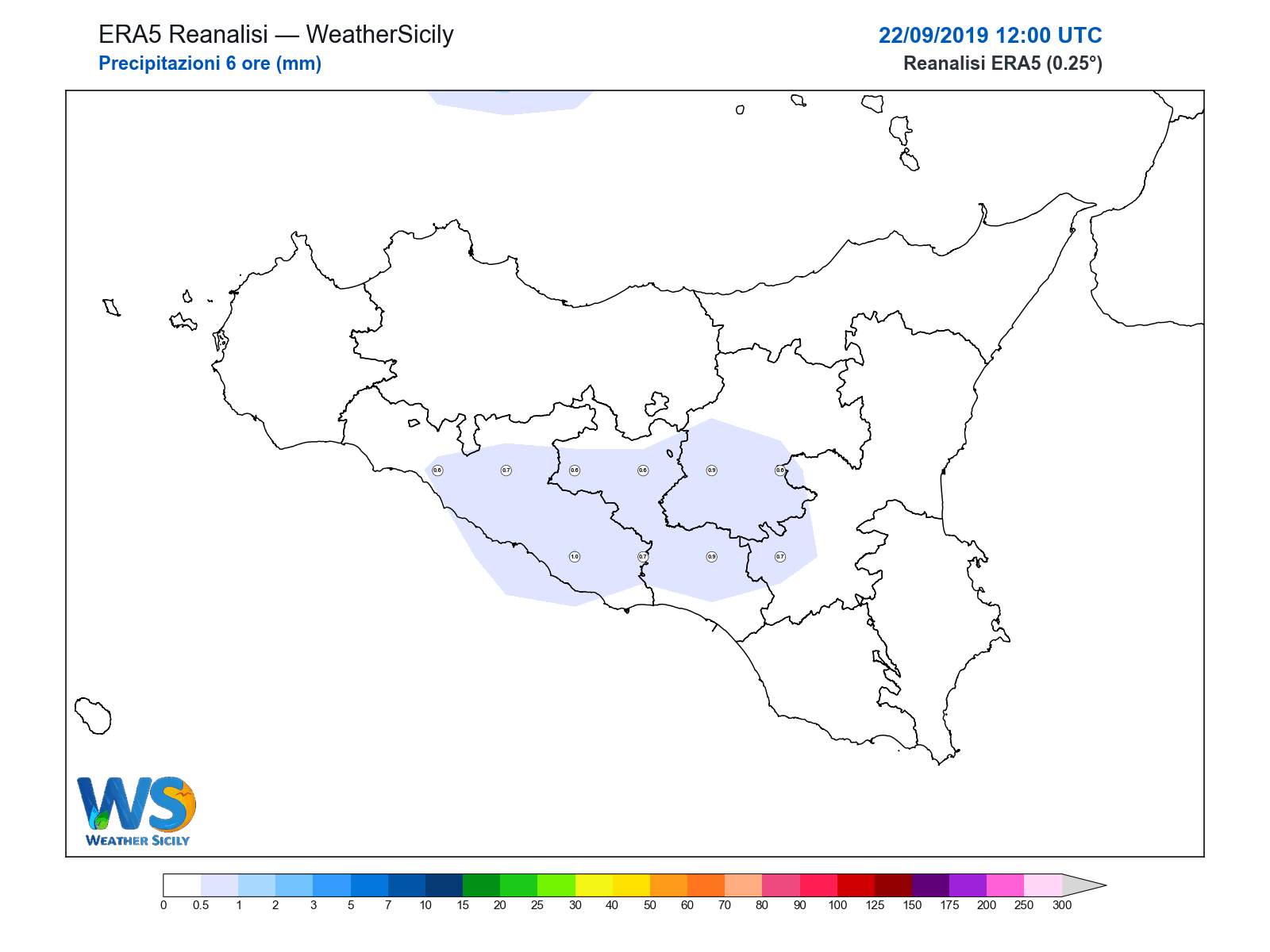 Precipitazioni (6 ore) · 2019092212