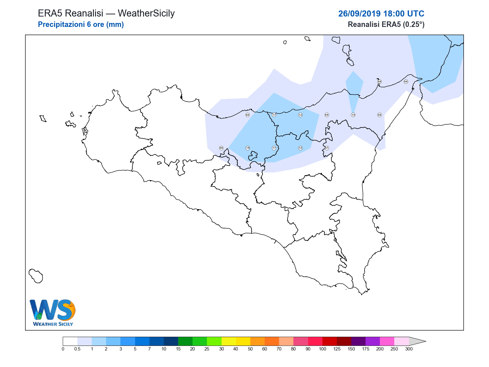 Precipitazioni (6 ore) · 2019092618