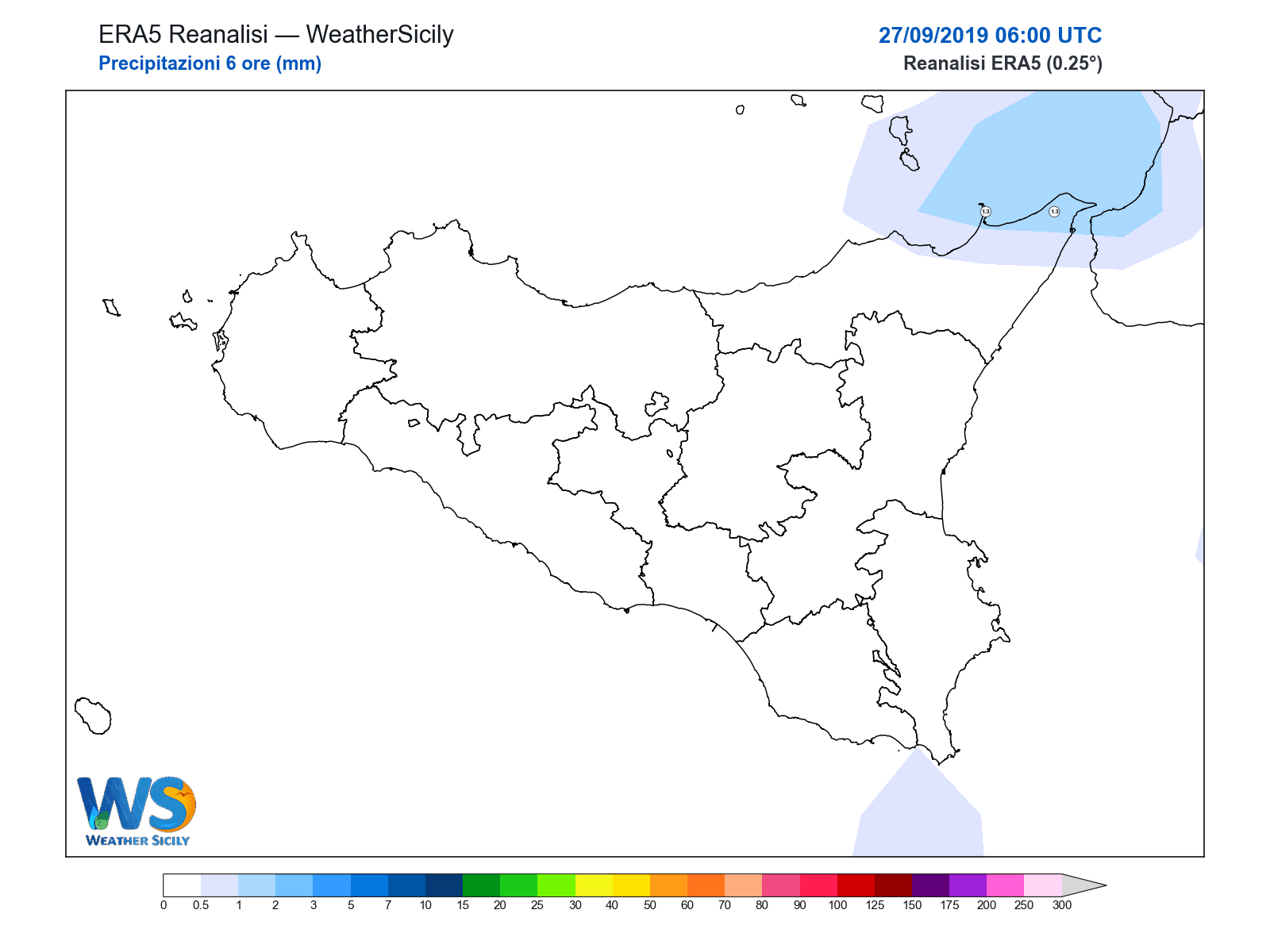Precipitazioni (6 ore) · 2019092706