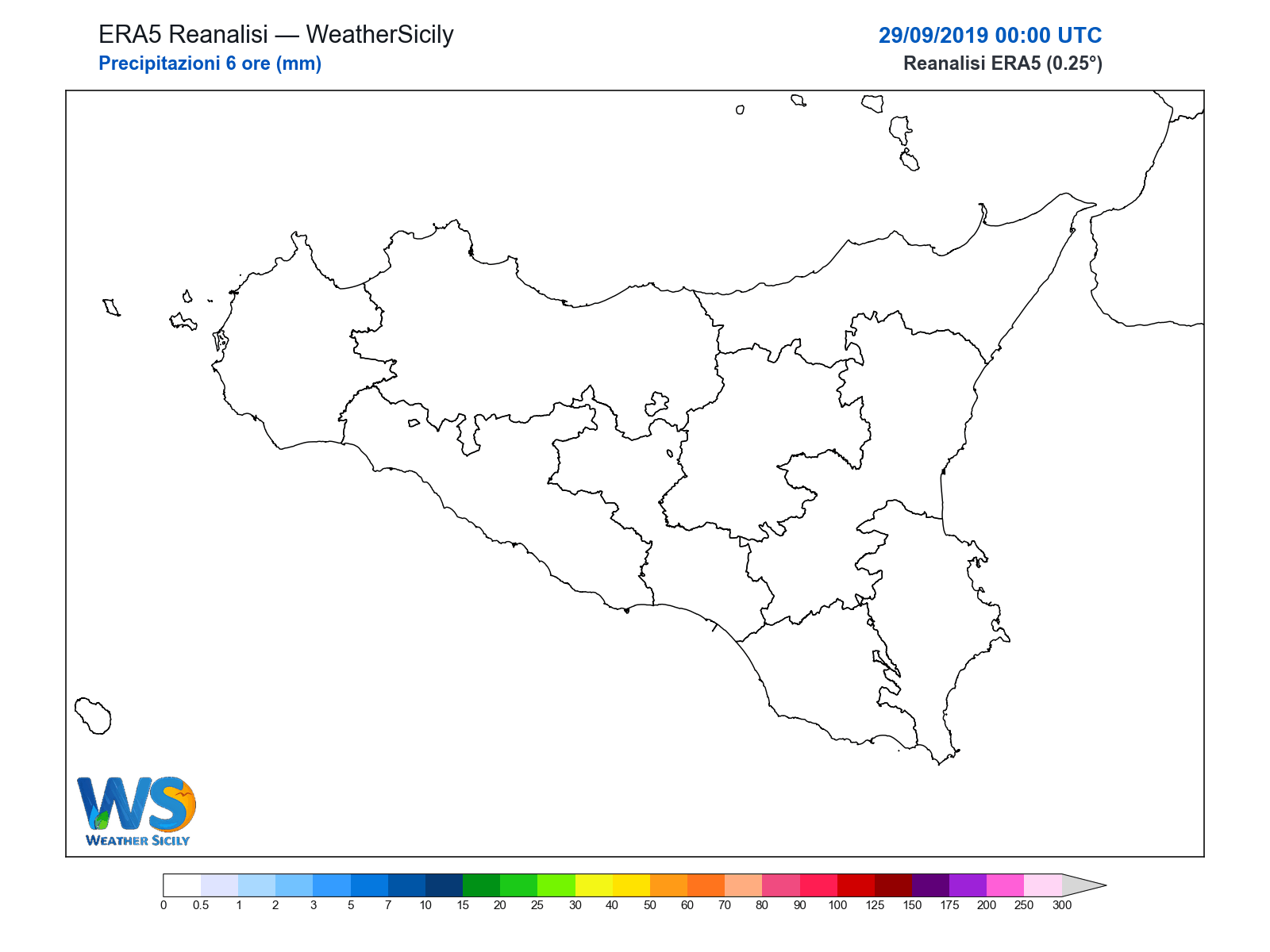 Precipitazioni (6 ore) · 2019092900