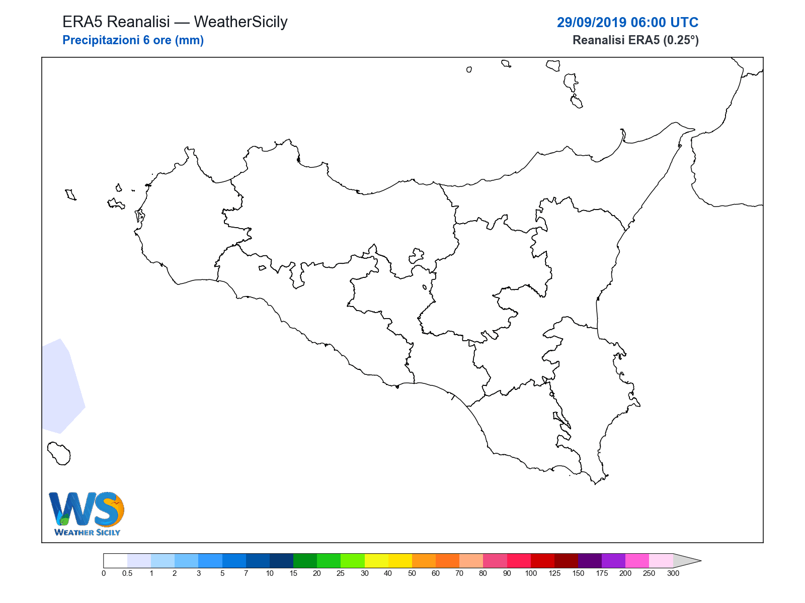 Precipitazioni (6 ore) · 2019092906