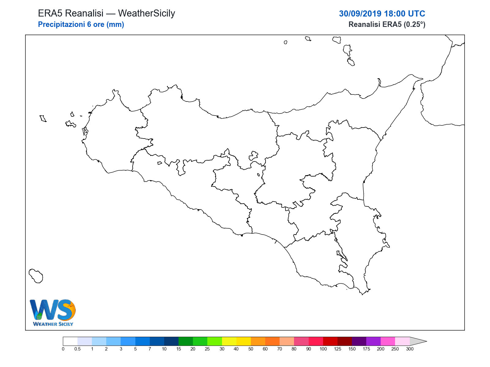 Precipitazioni (6 ore) · 2019093018