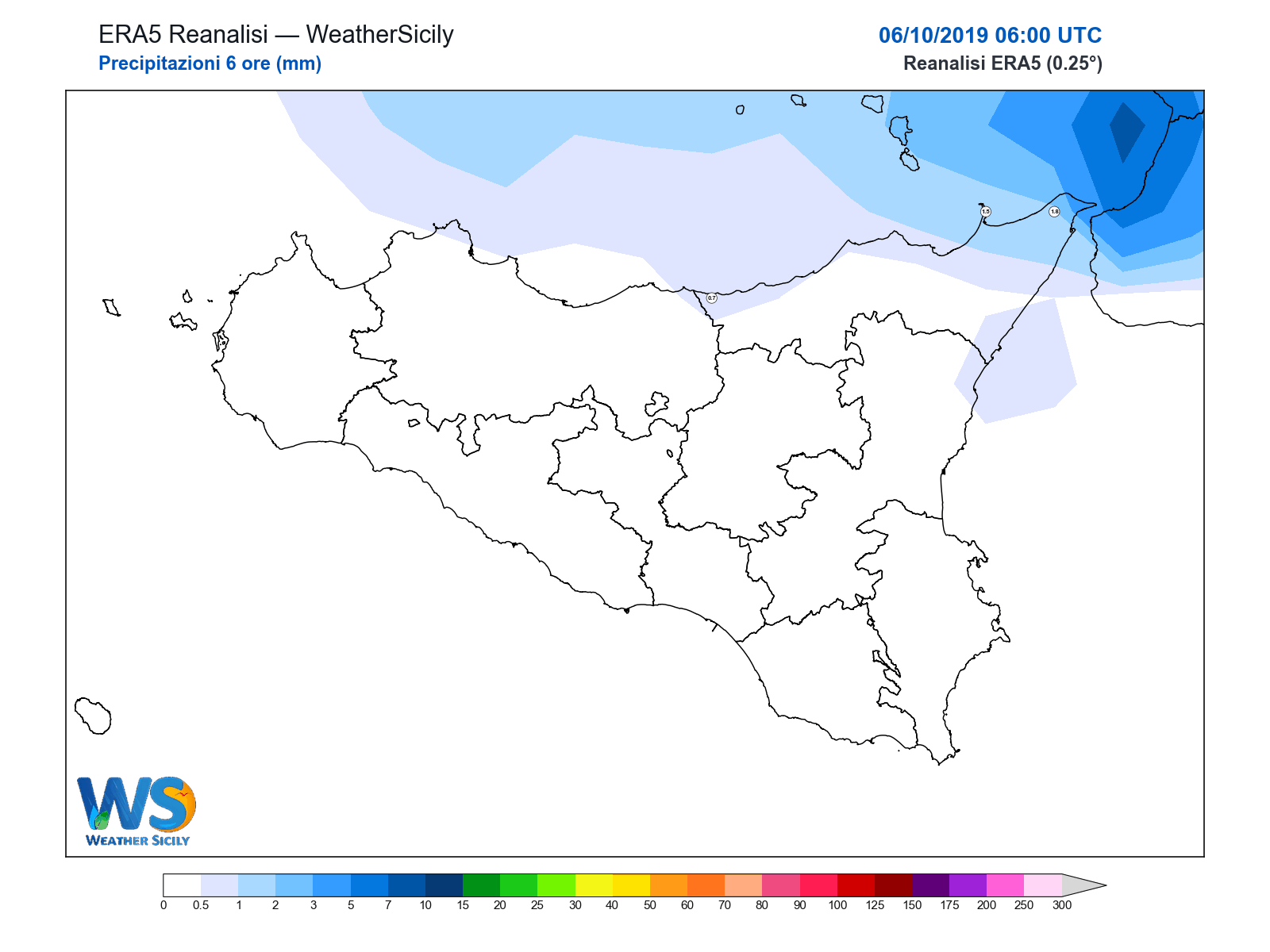 Precipitazioni (6 ore) · 2019100606