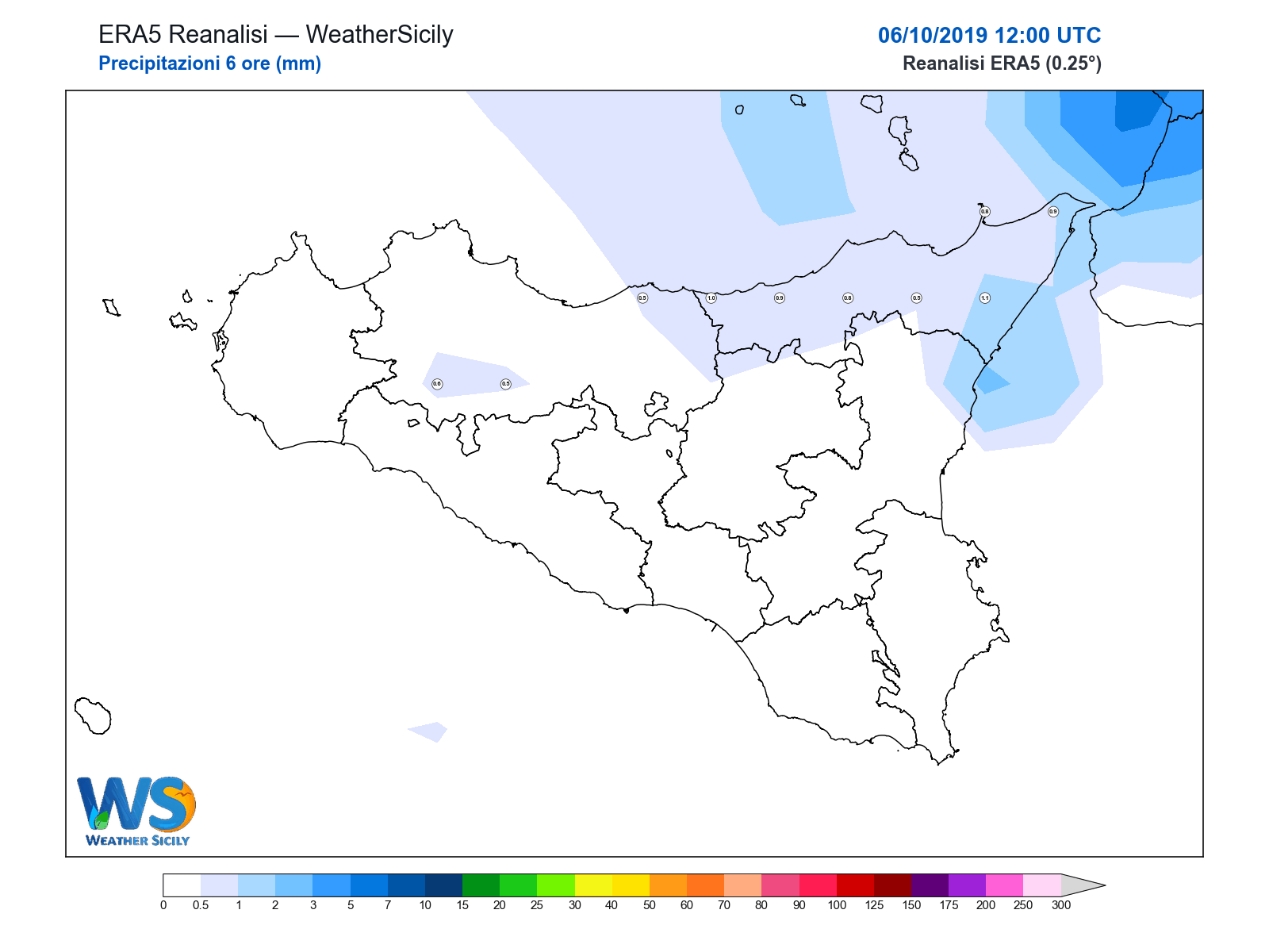 Precipitazioni (6 ore) · 2019100612