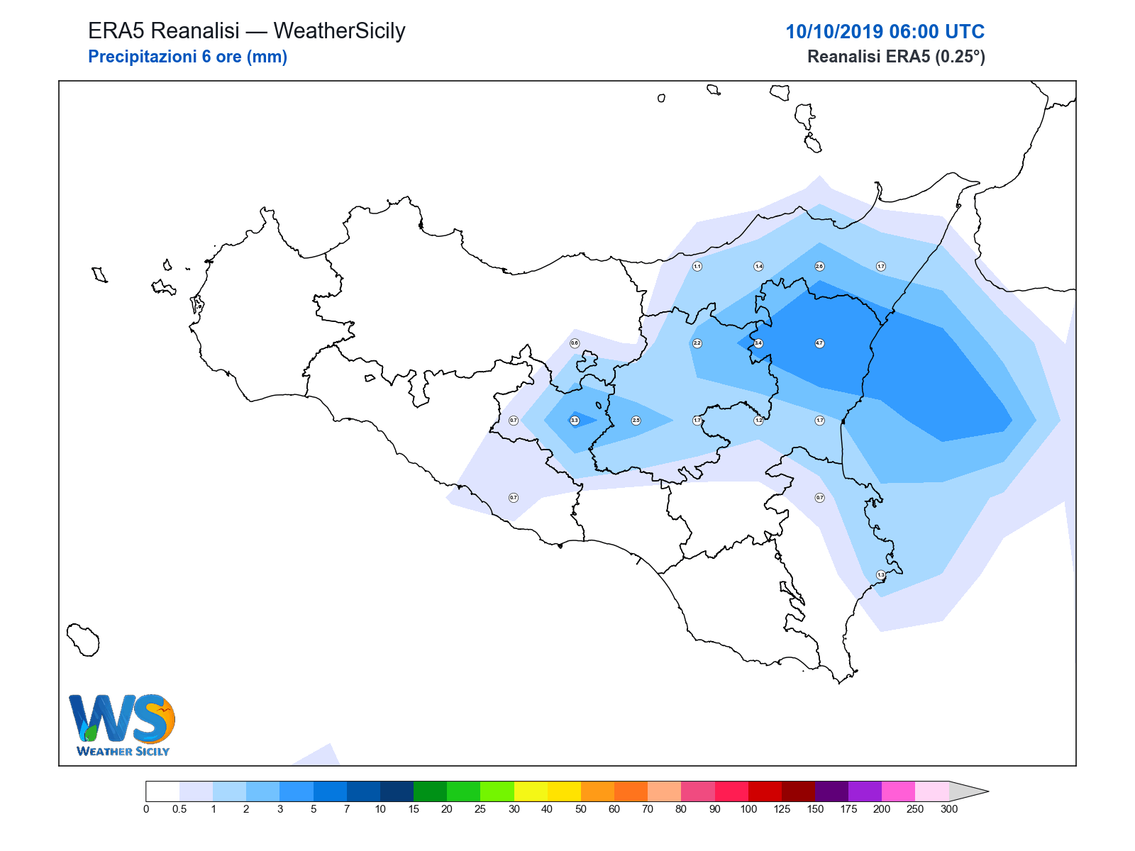 Precipitazioni (6 ore) · 2019101006