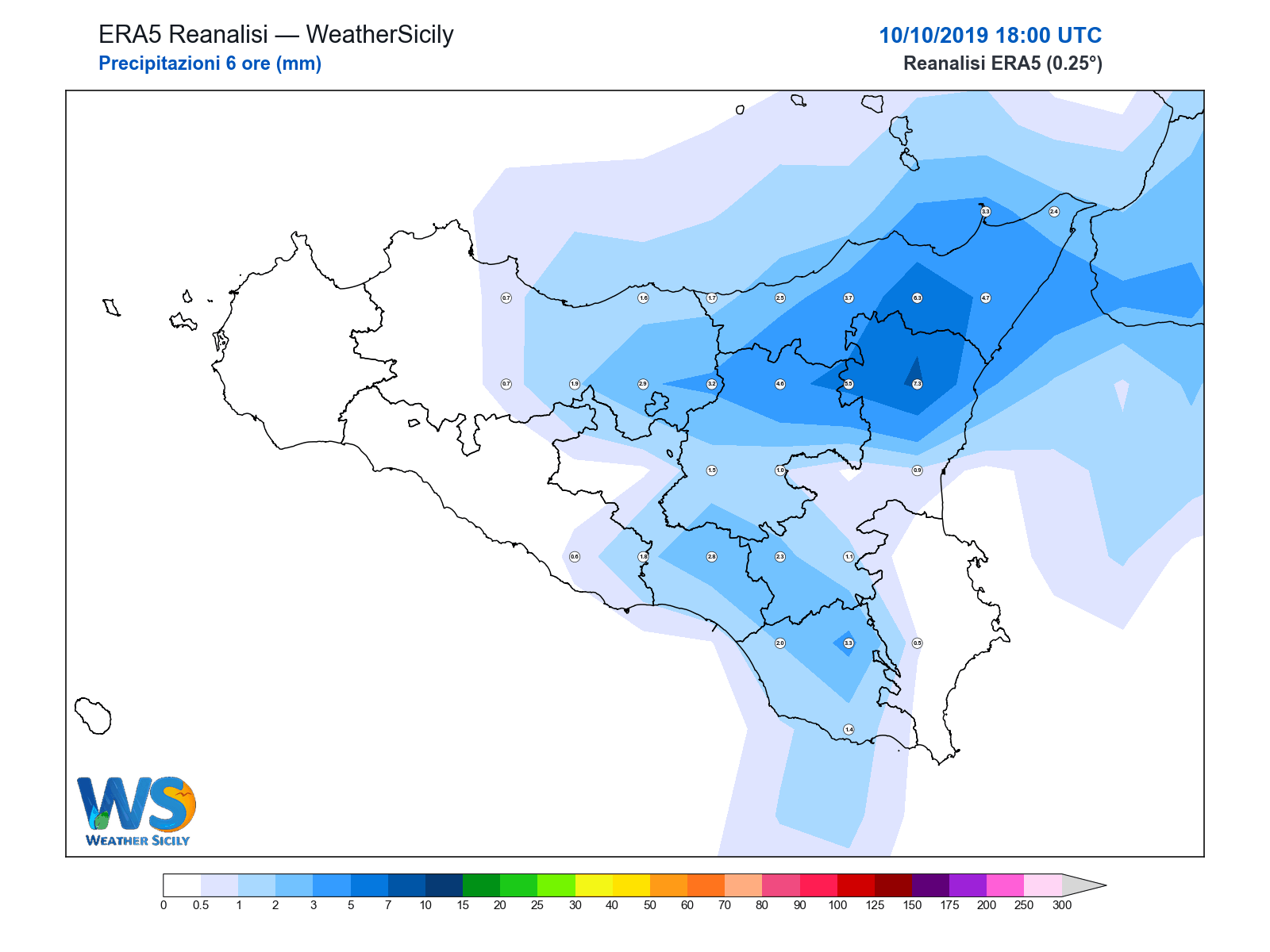 Precipitazioni (6 ore) · 2019101018