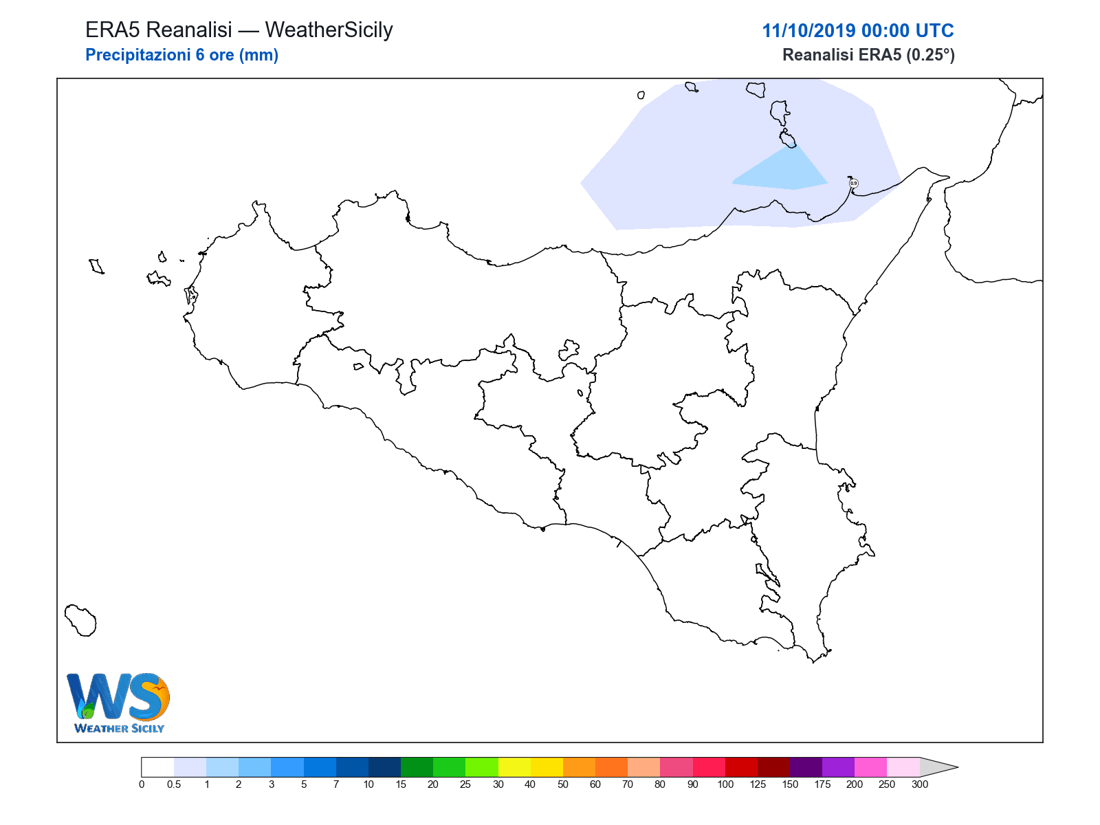 Precipitazioni (6 ore) · 2019101100