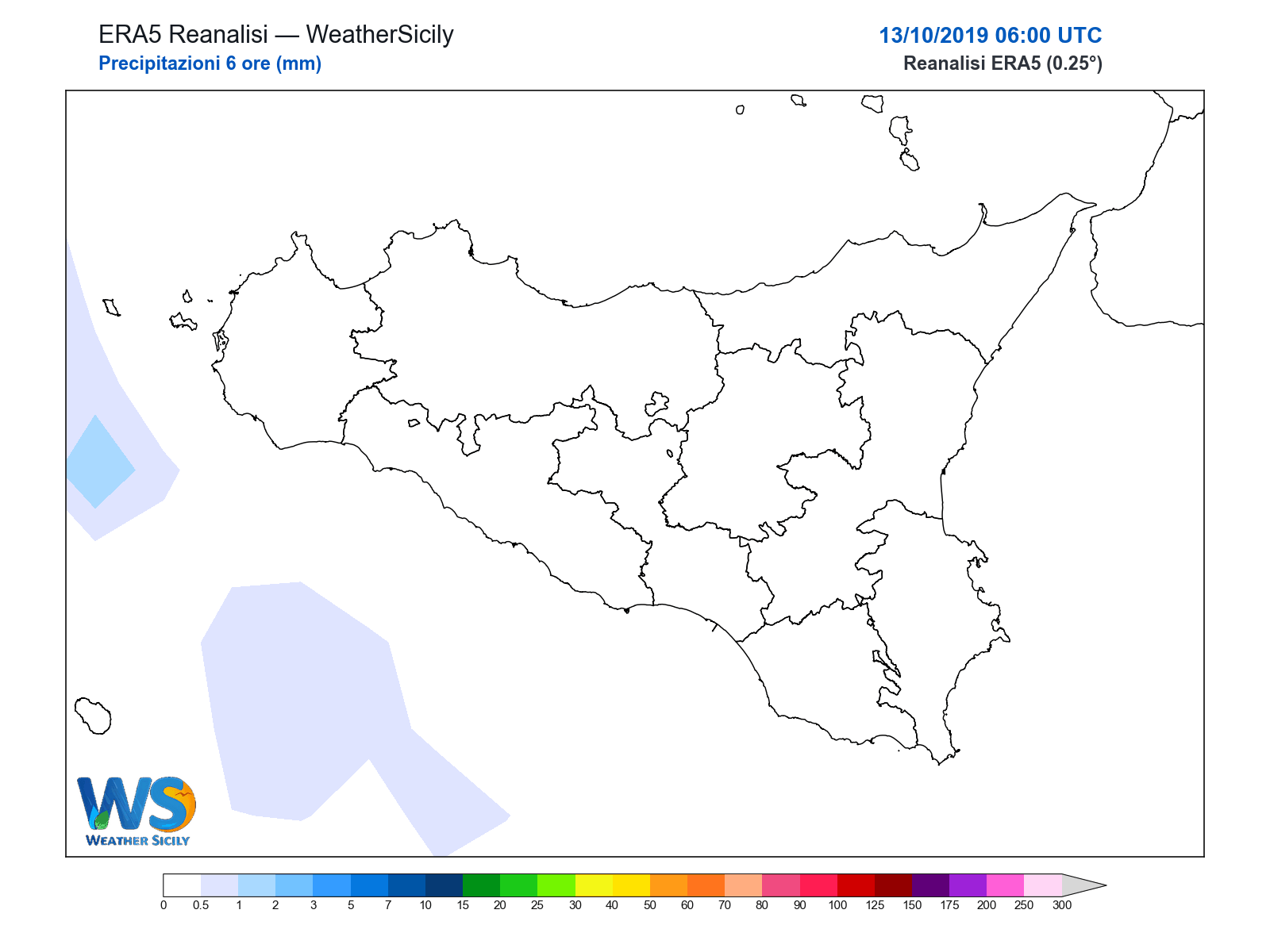Precipitazioni (6 ore) · 2019101306