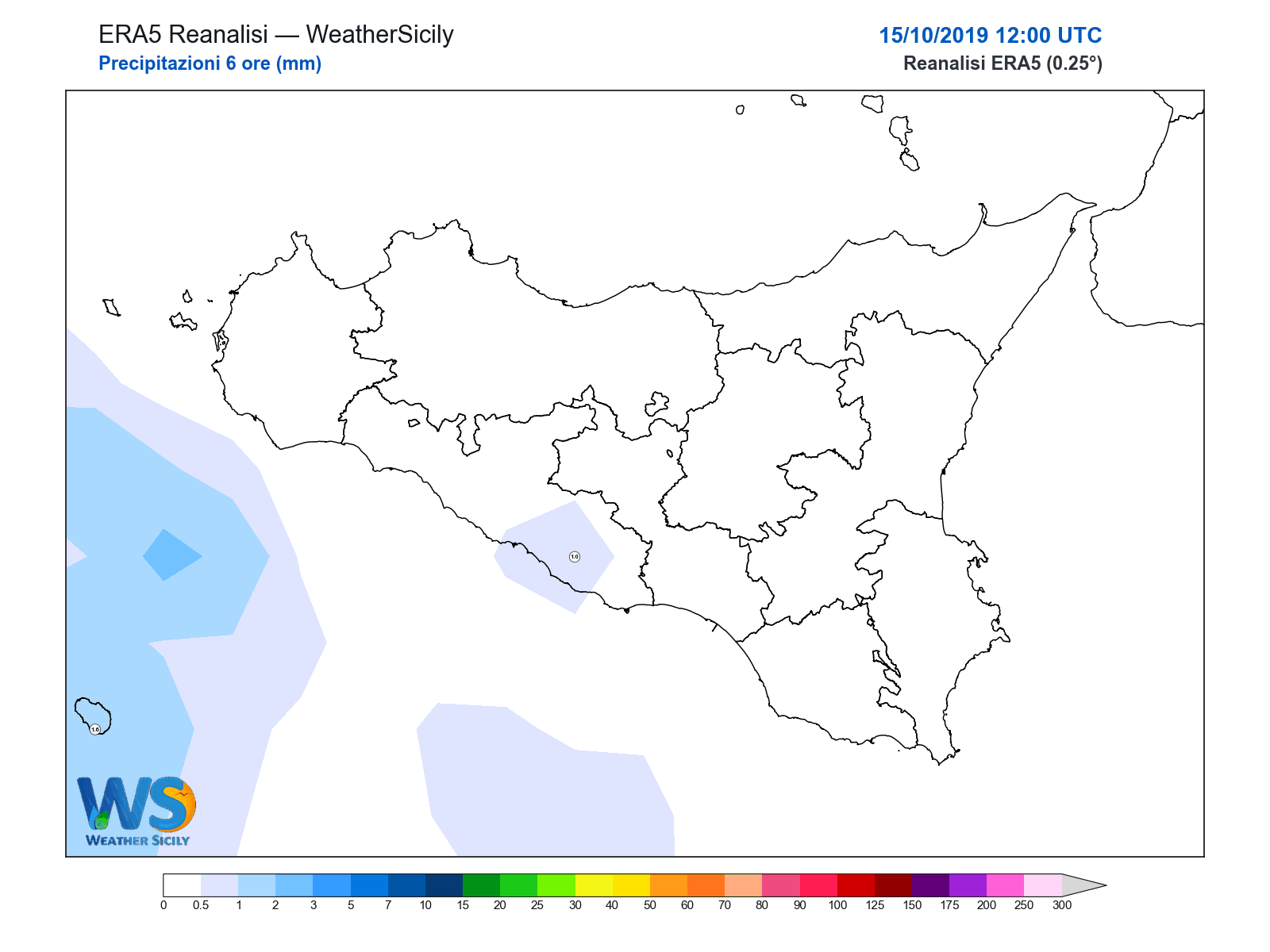Precipitazioni (6 ore) · 2019101512