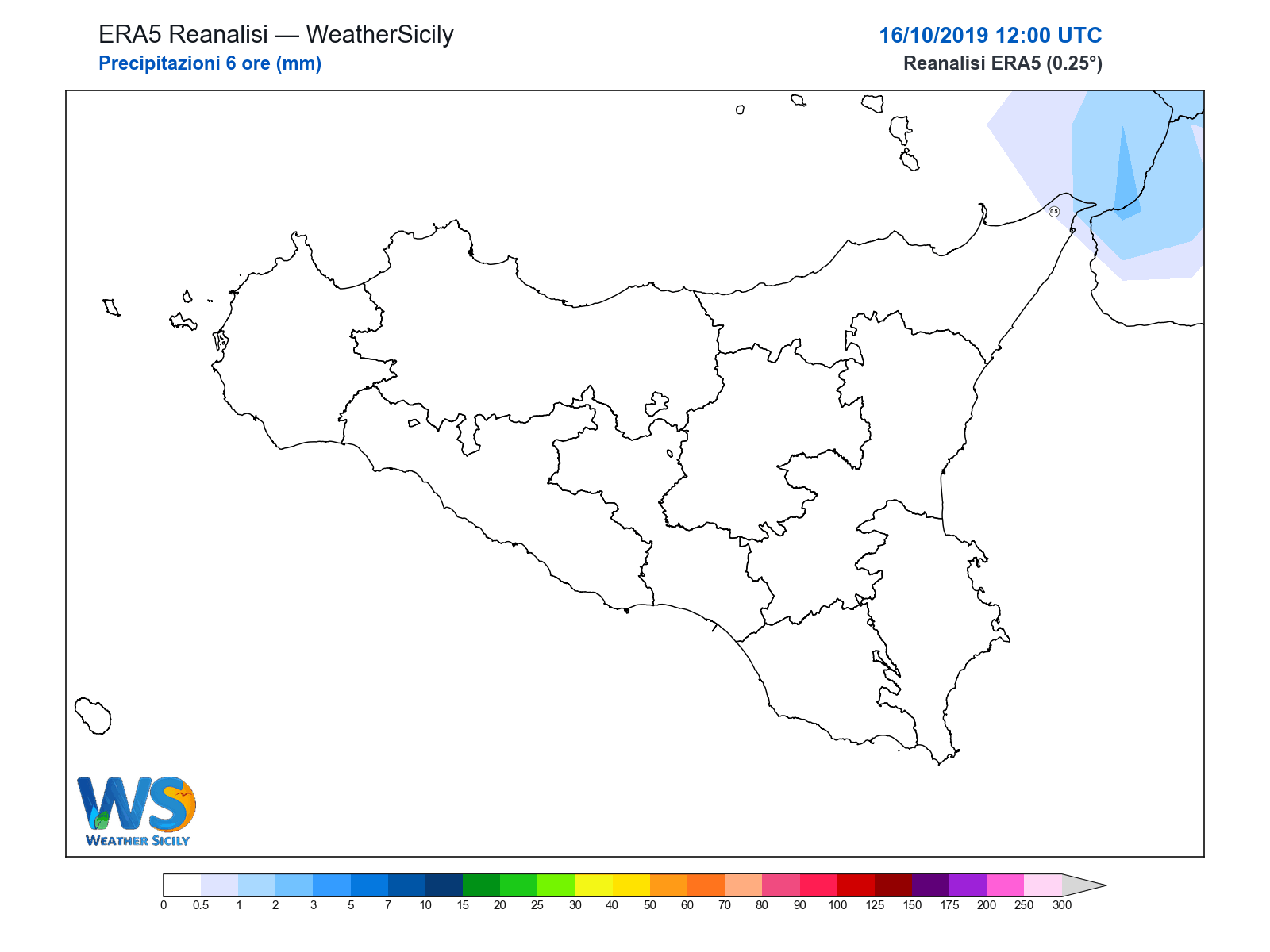 Precipitazioni (6 ore) · 2019101612