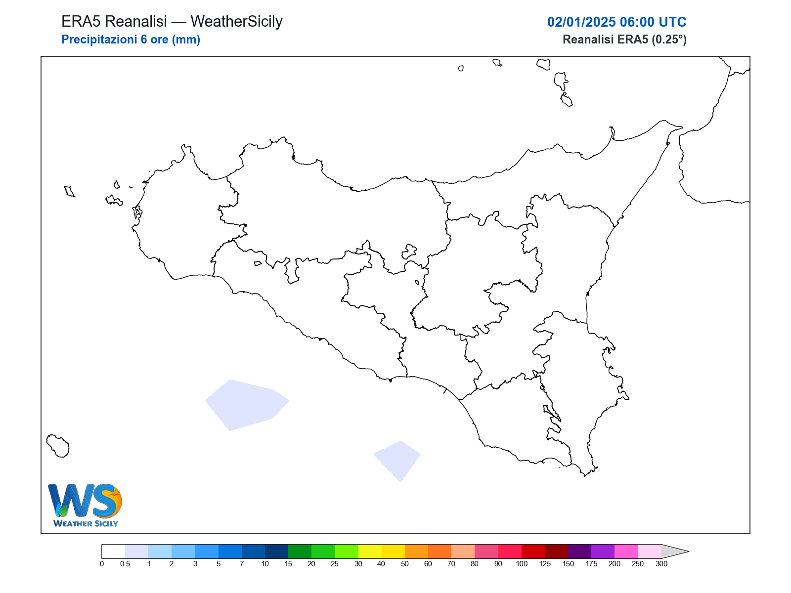 Precipitazioni (6 ore) · 2025010206