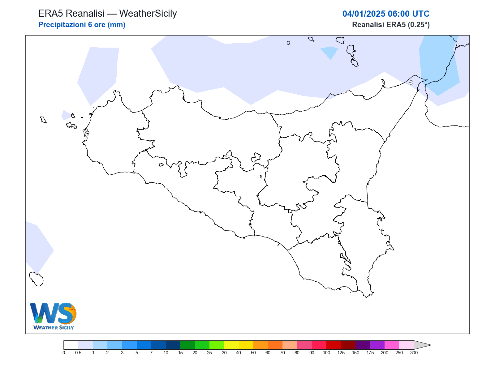 Precipitazioni (6 ore) · 2025010406