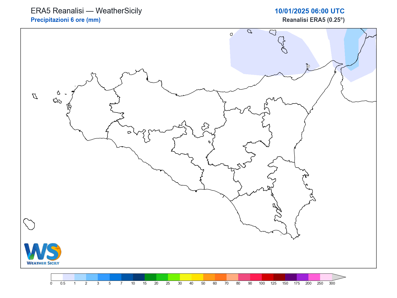 Precipitazioni (6 ore) · 2025011006