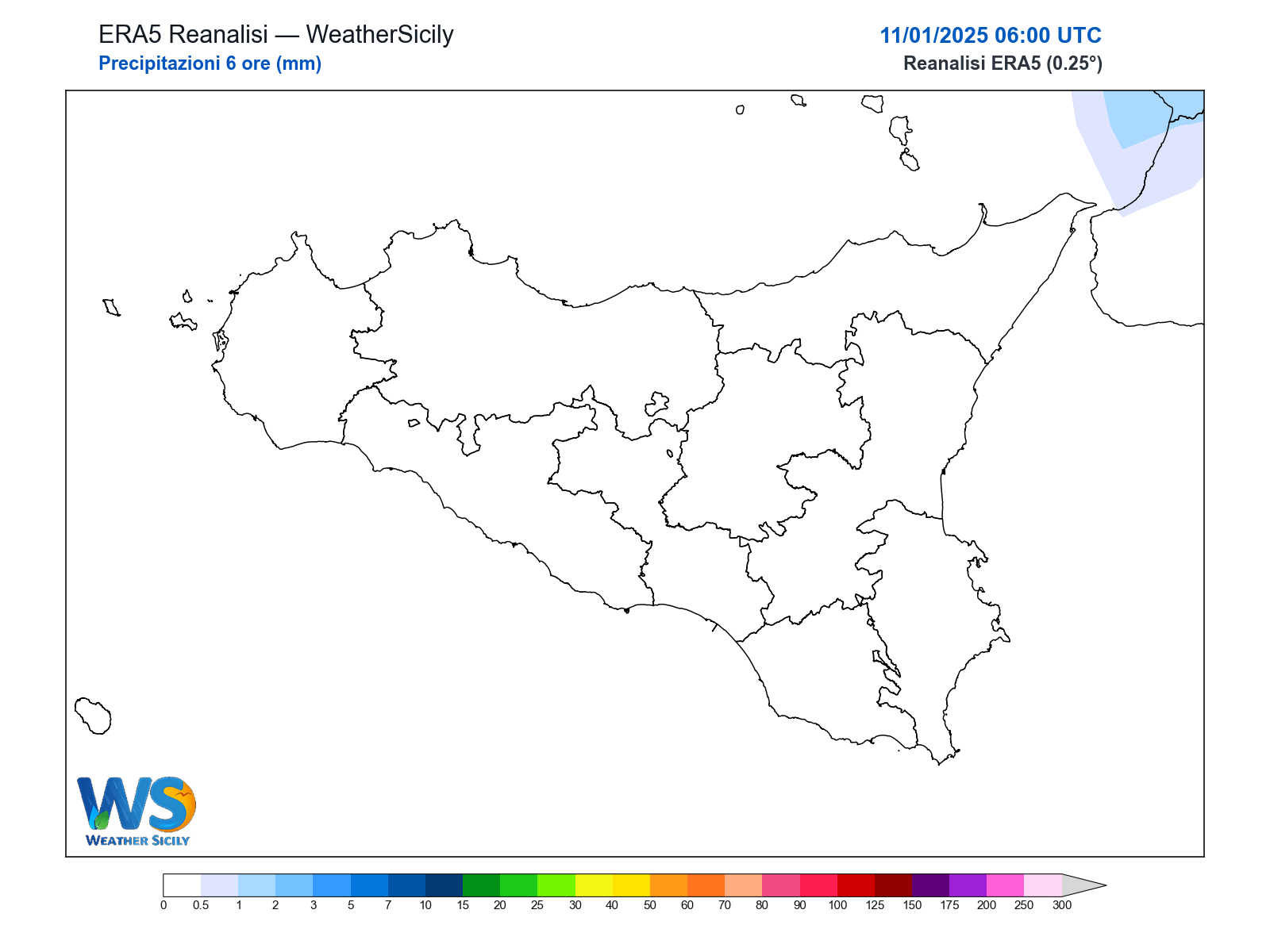 Precipitazioni (6 ore) · 2025011106