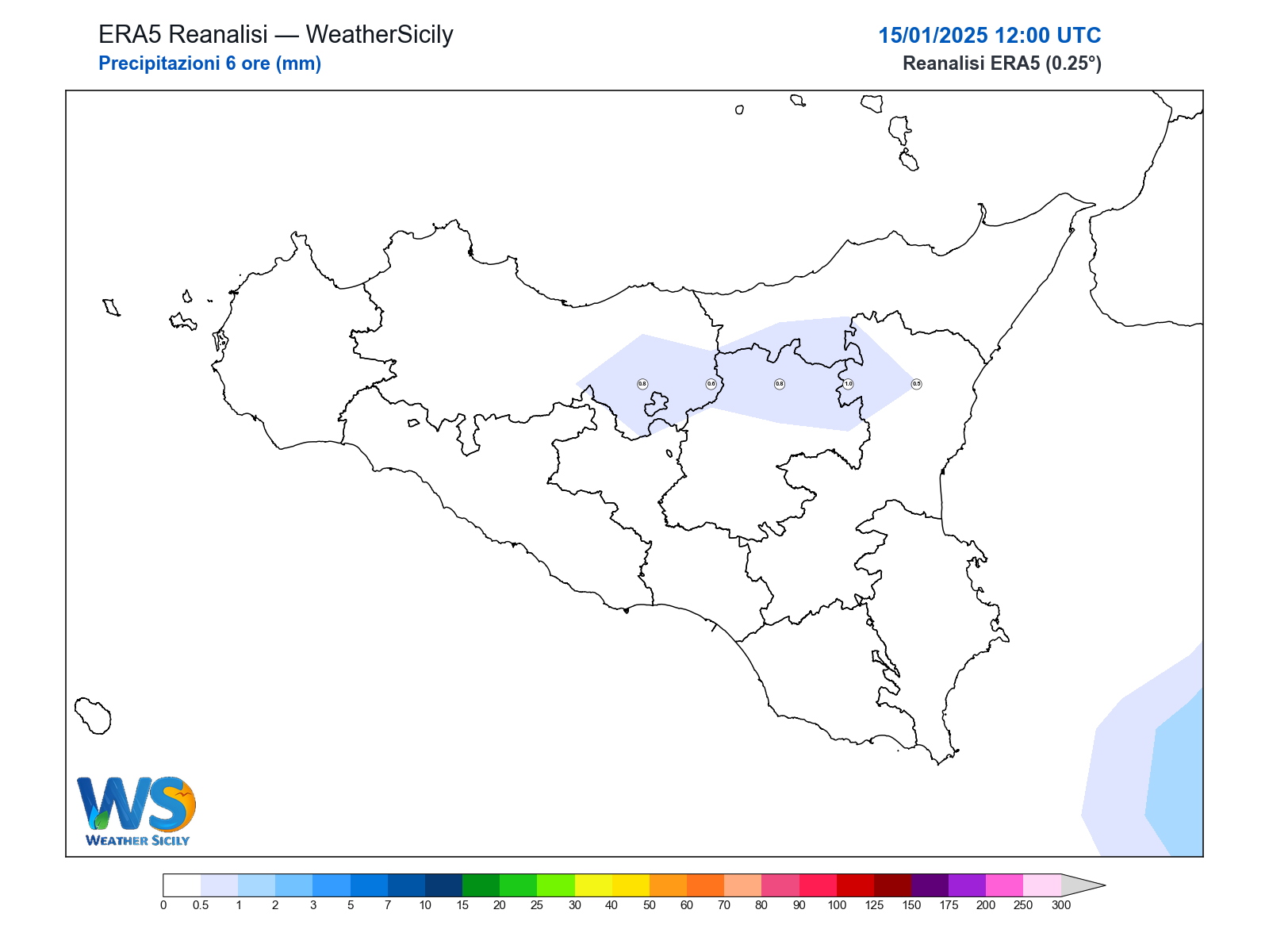 Precipitazioni (6 ore) · 2025011512