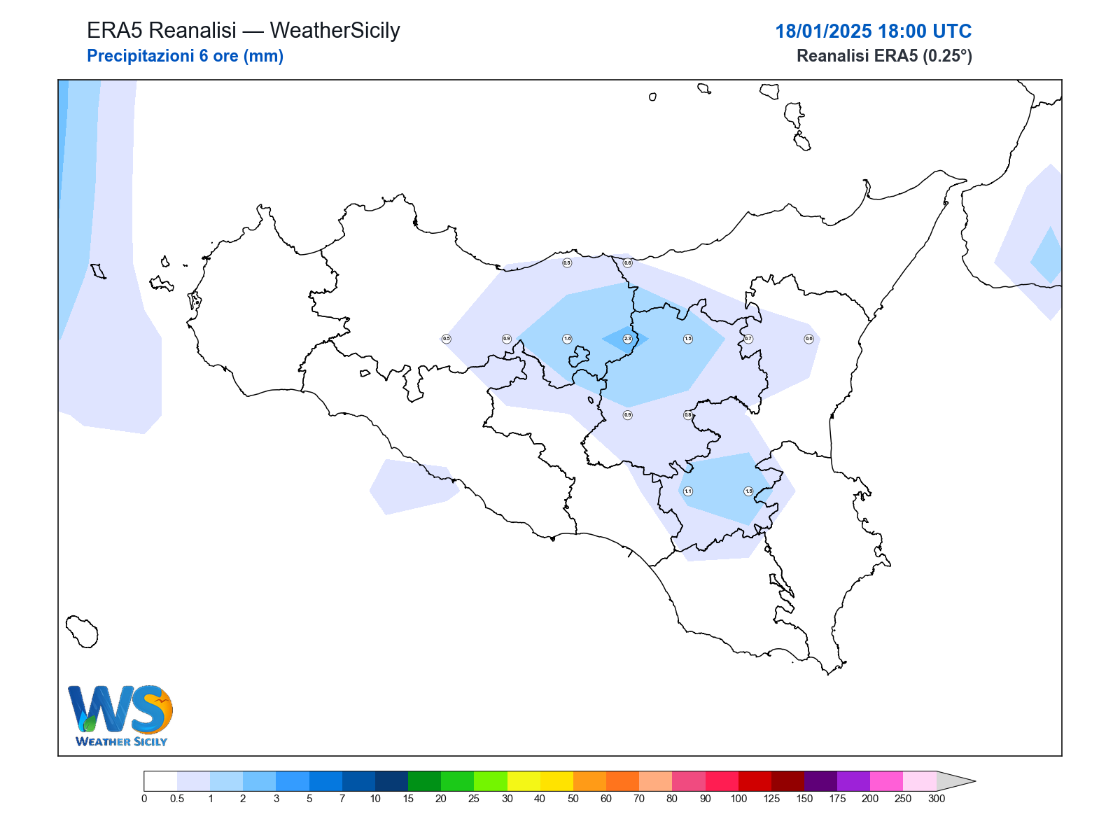 Precipitazioni (6 ore) · 2025011818