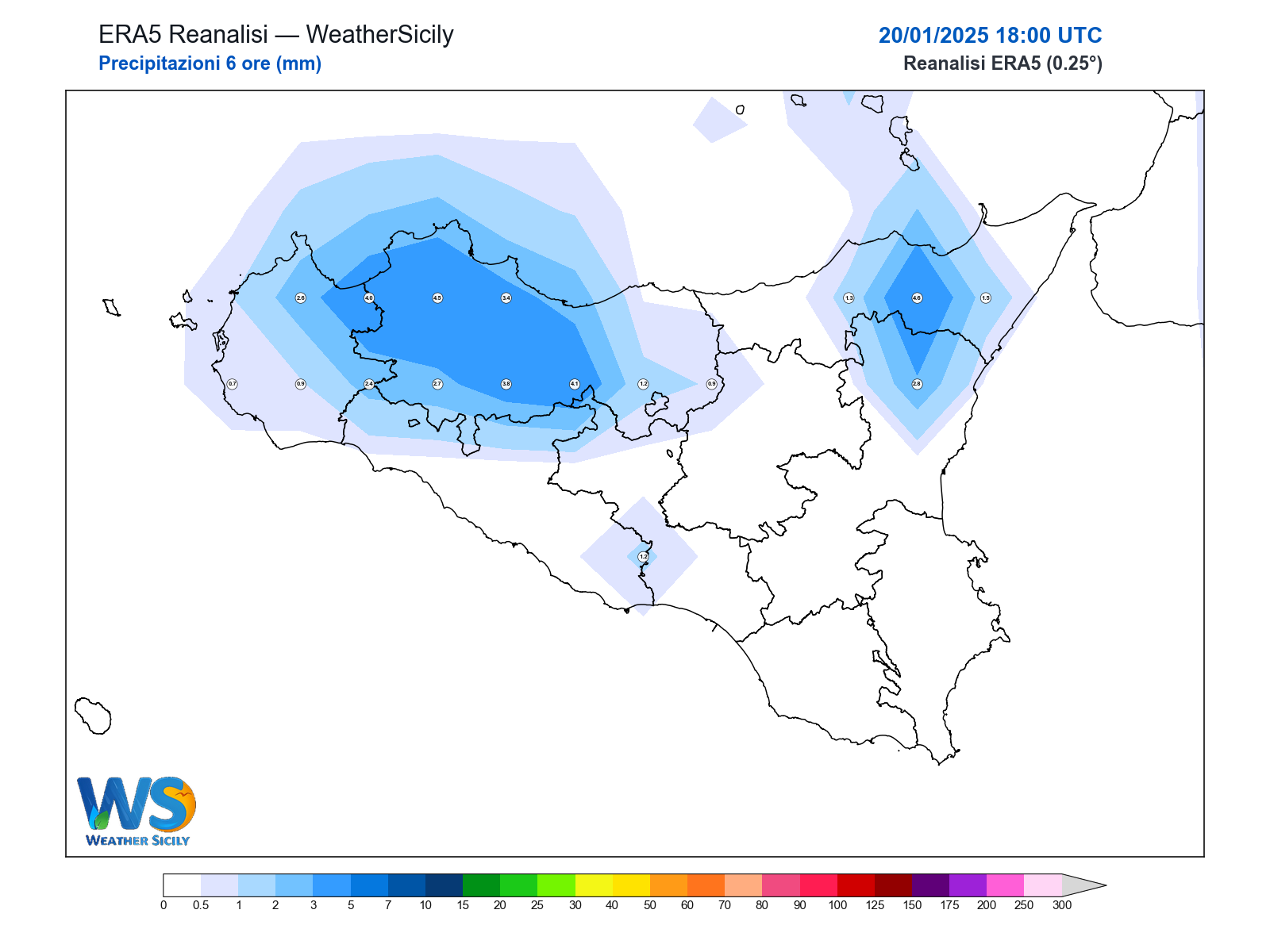 Precipitazioni (6 ore) · 2025012018
