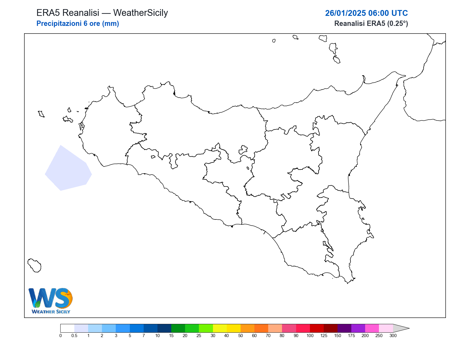 Precipitazioni (6 ore) · 2025012606