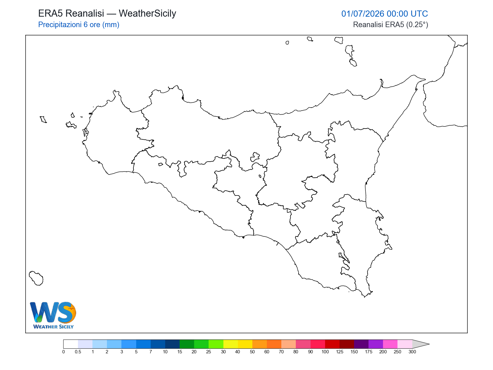 Precipitazioni (6 ore) · 2026070100