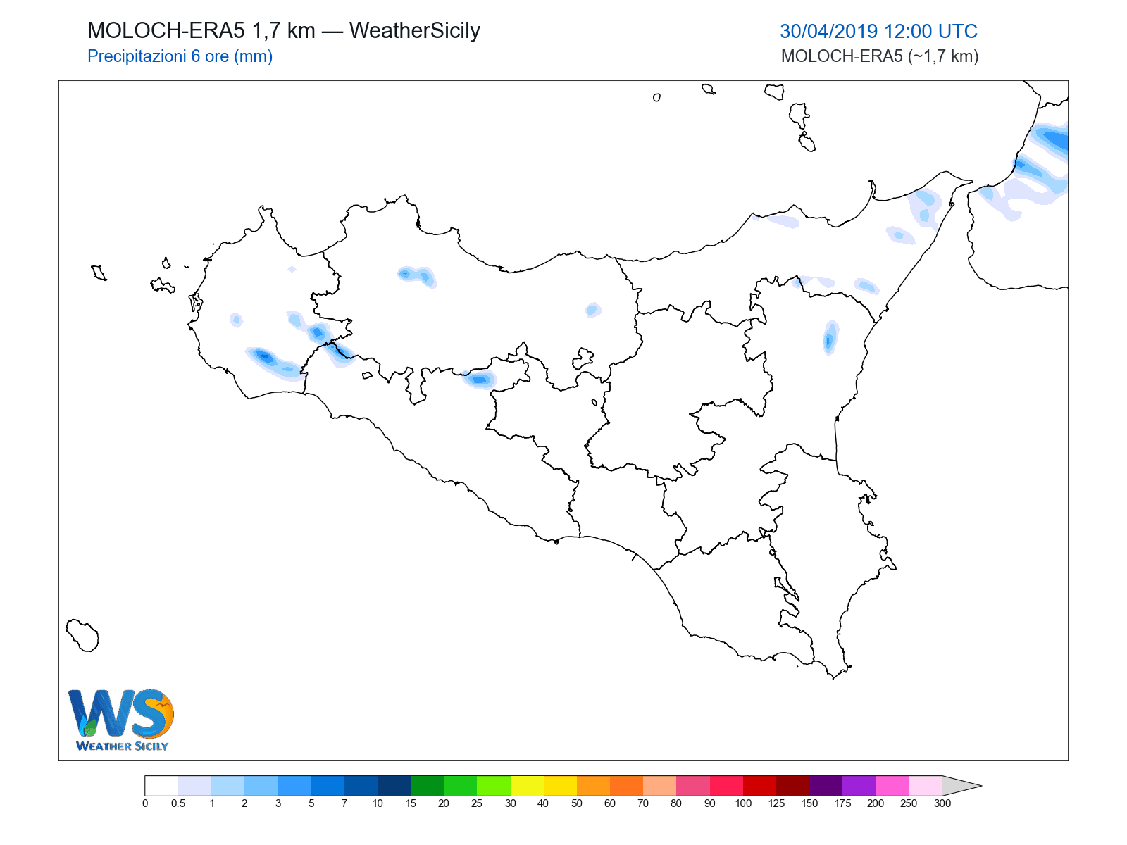 Precipitazioni (6 ore) · 2019043012