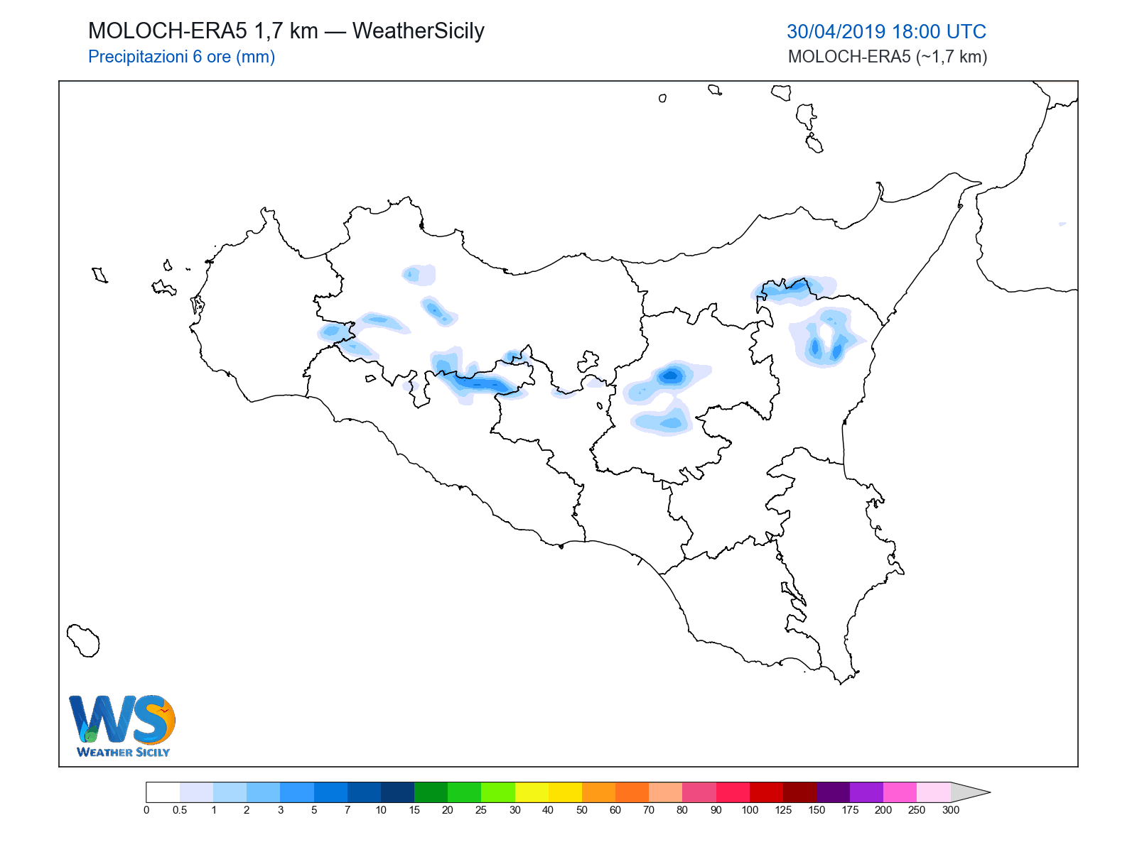 Precipitazioni (6 ore) · 2019043018