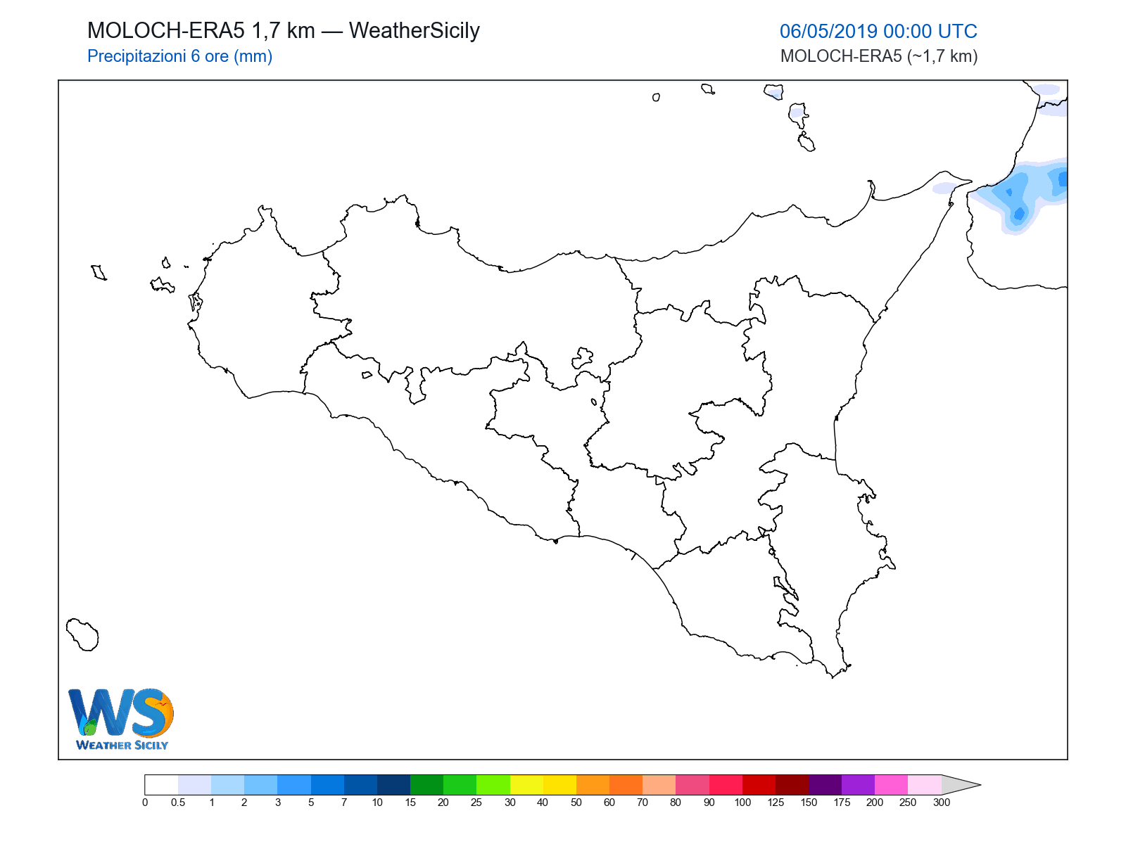 Precipitazioni (6 ore) · 2019050600