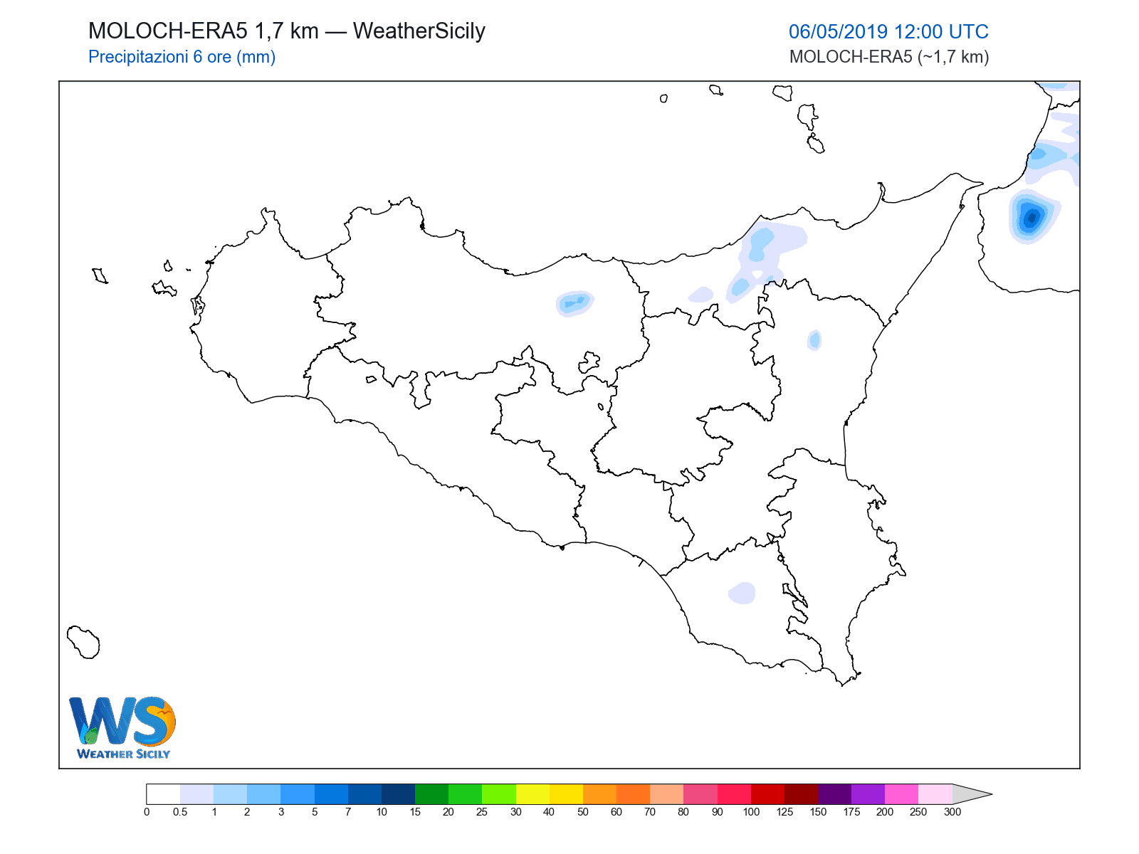 Precipitazioni (6 ore) · 2019050612