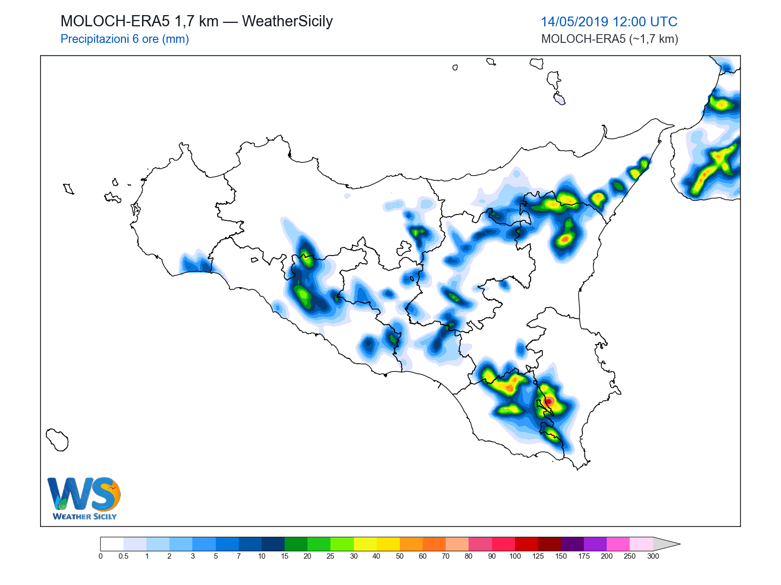 Precipitazioni (6 ore) · 2019051412