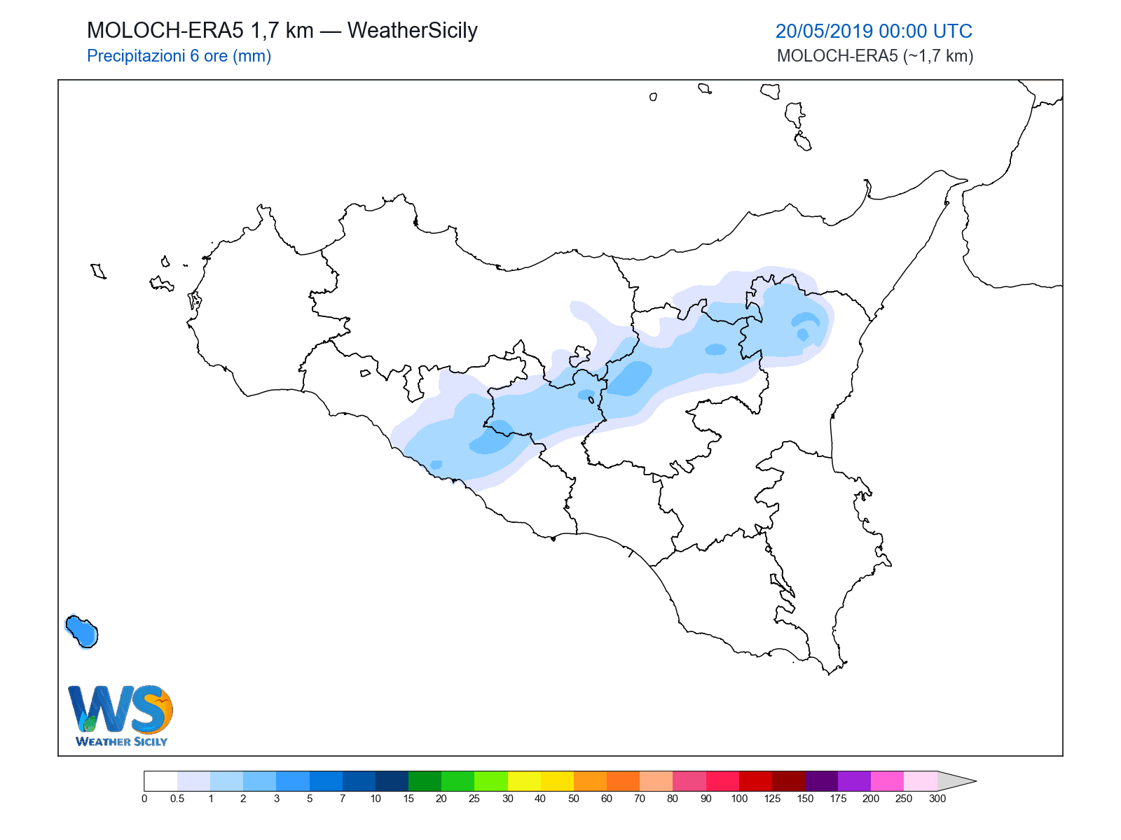 Precipitazioni (6 ore) · 2019052000