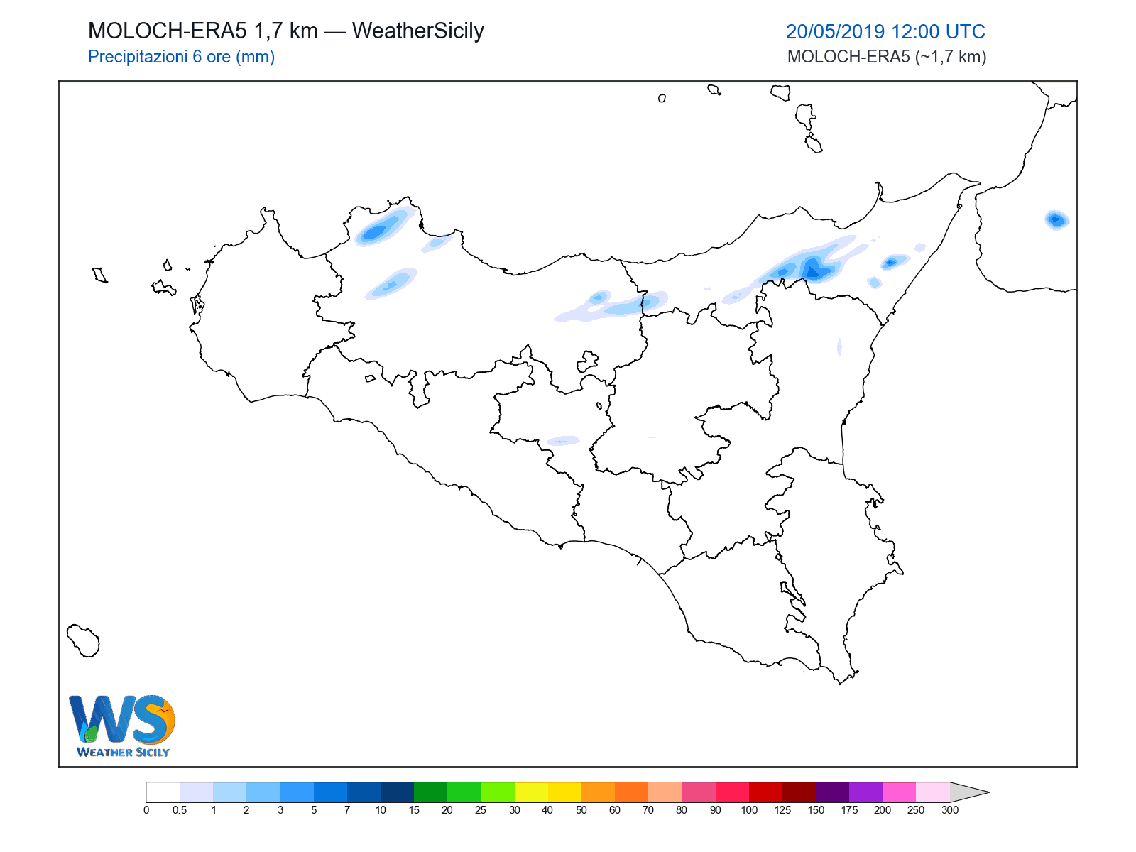 Precipitazioni (6 ore) · 2019052012