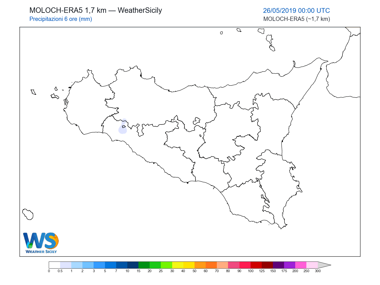 Precipitazioni (6 ore) · 2019052600