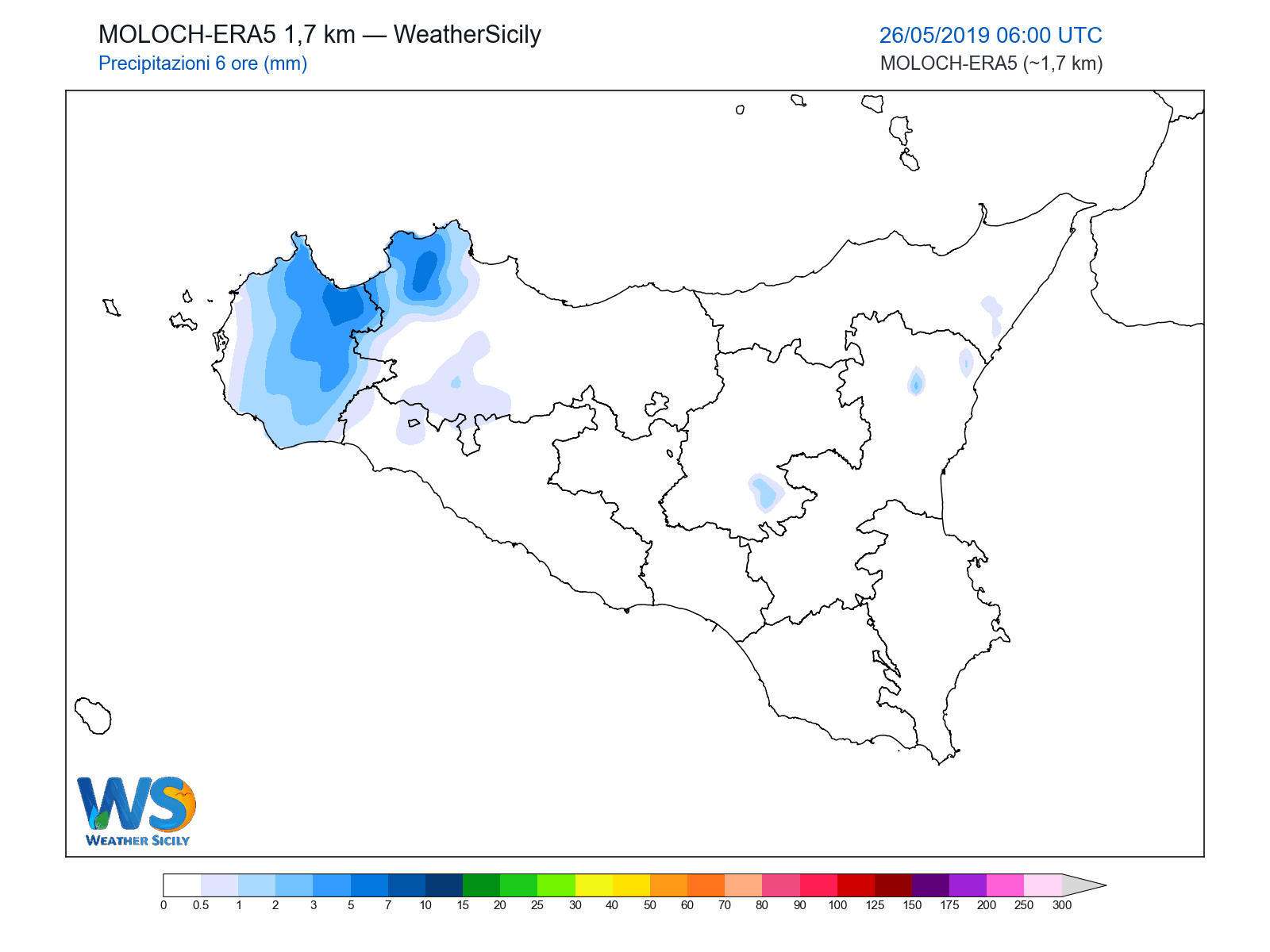Precipitazioni (6 ore) · 2019052606