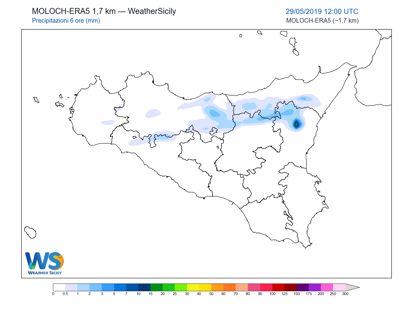 Precipitazioni (6 ore) · 2019052912