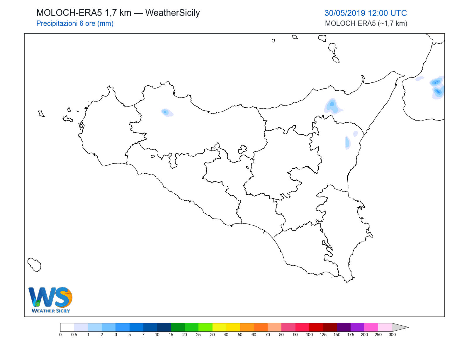 Precipitazioni (6 ore) · 2019053012